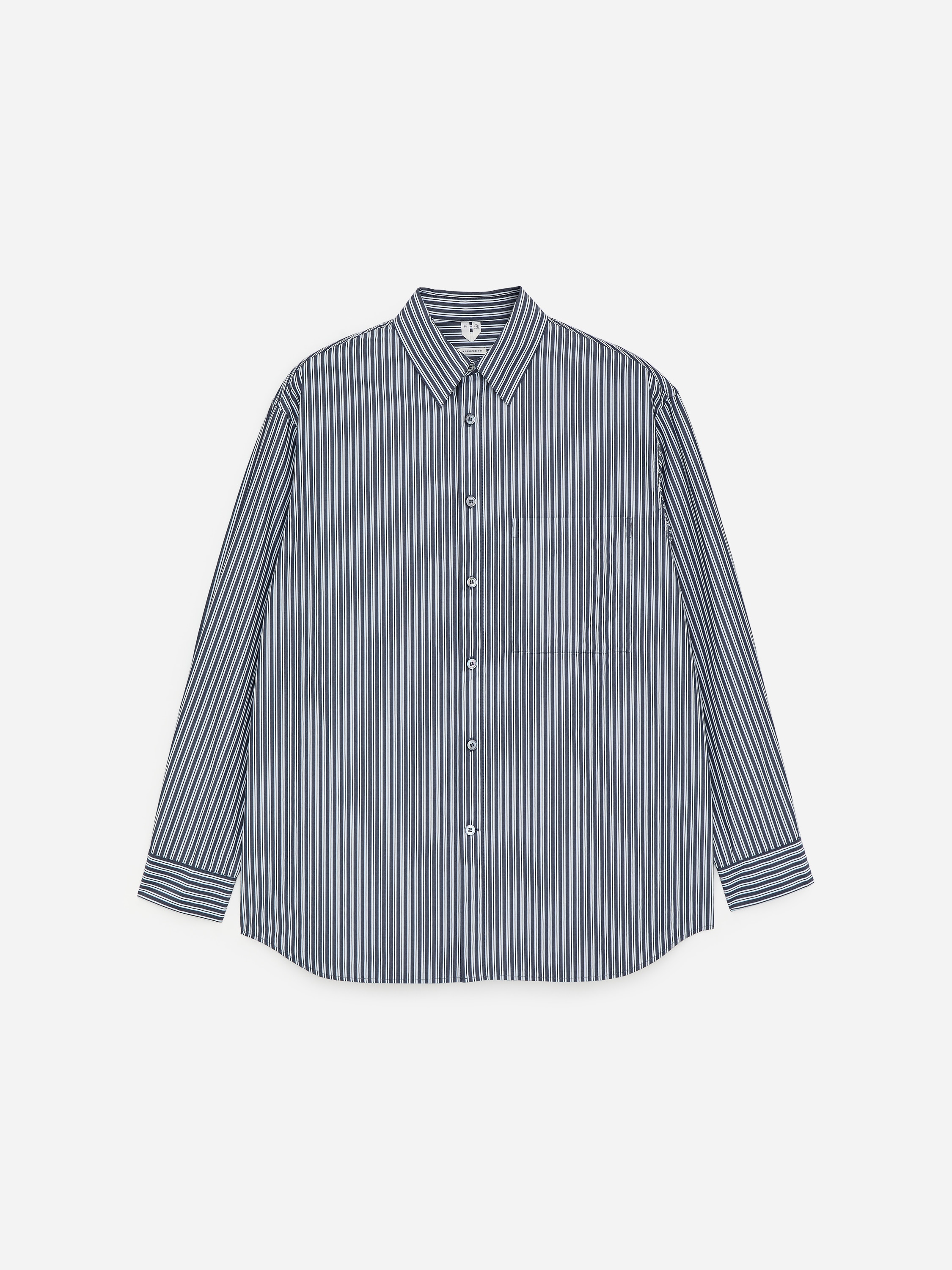 Oversized Poplin Shirt - Modrá/pruhovaná