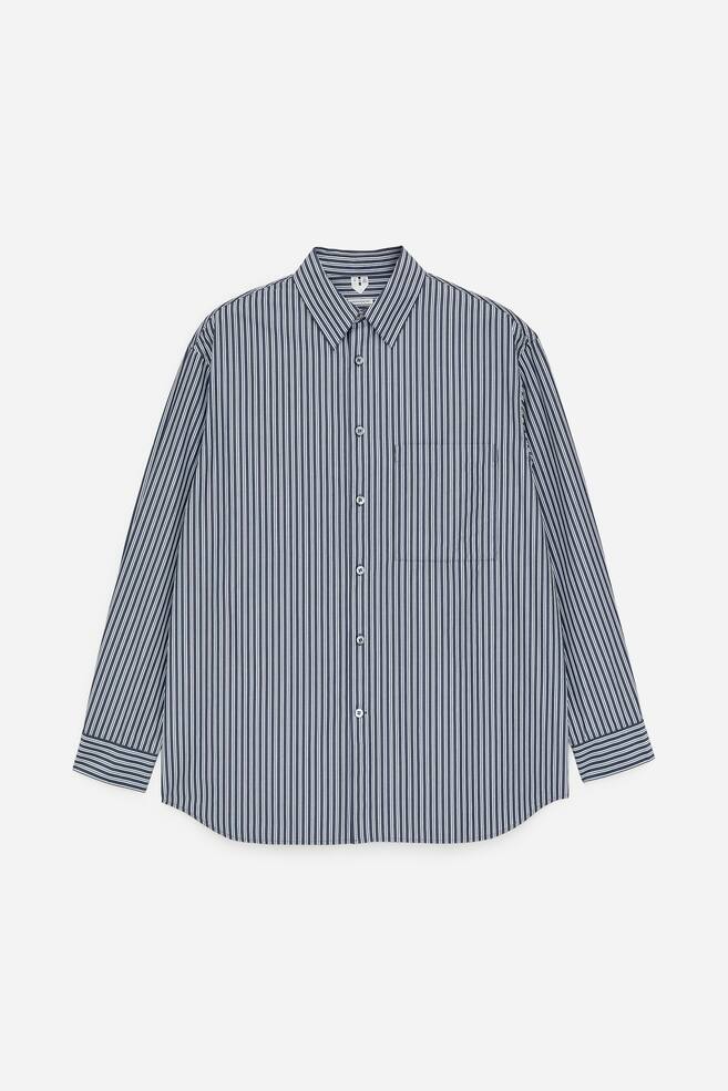 Oversized Poplin Shirt - Blue/Striped - 1