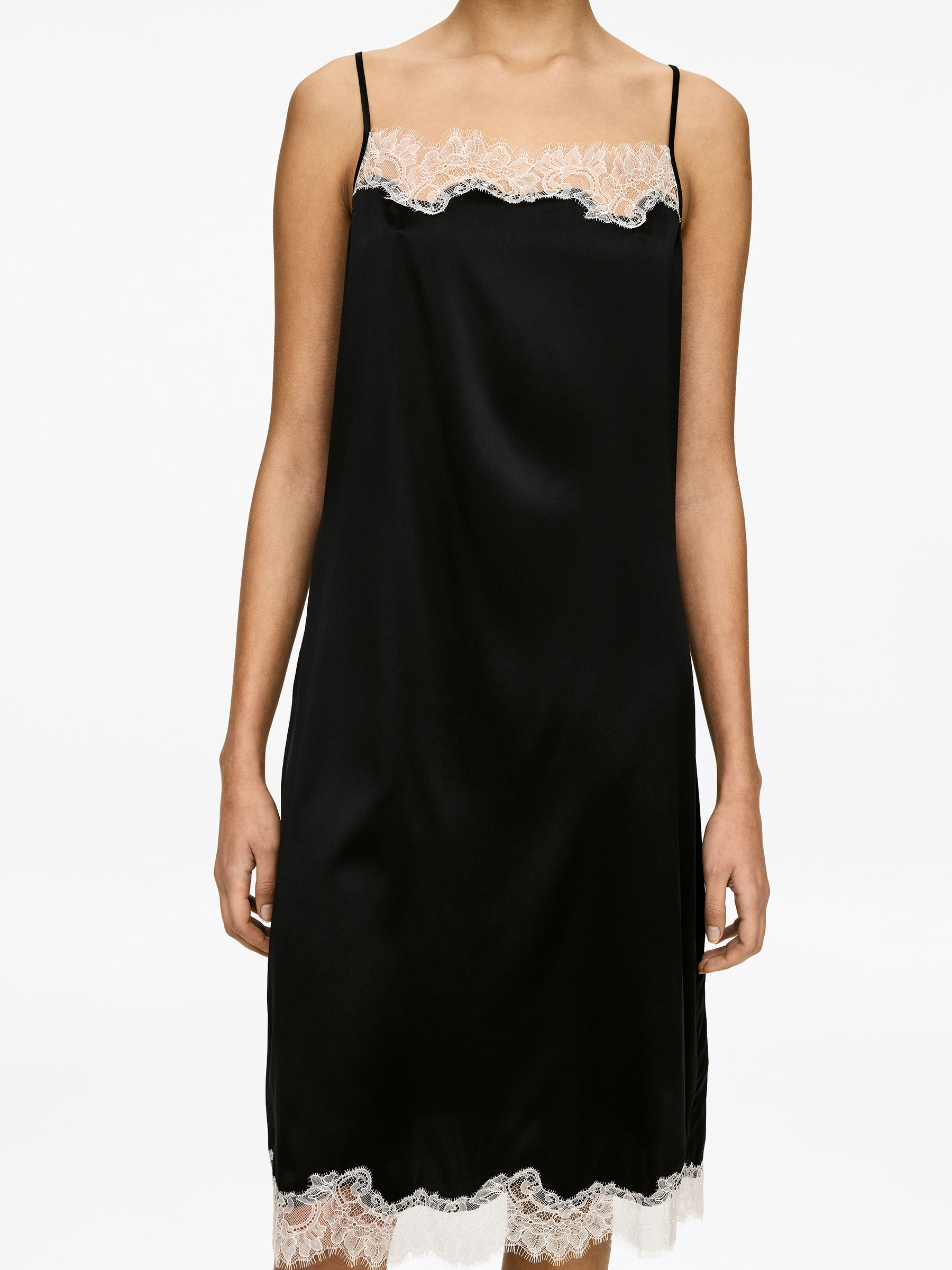 Lace-Detail Silk-Blend Dress - Black - Regular fit - Women - StillMedia/Lookbook - 6