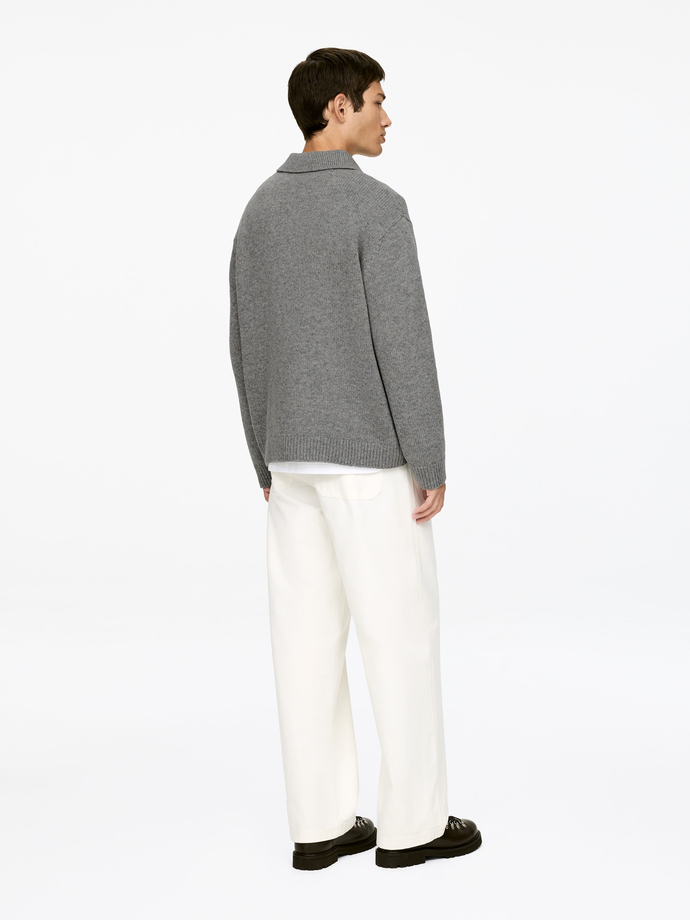 Wool Polo Jumper - Grey - Relaxed fit - Men - StillMedia/Lookbook - 3