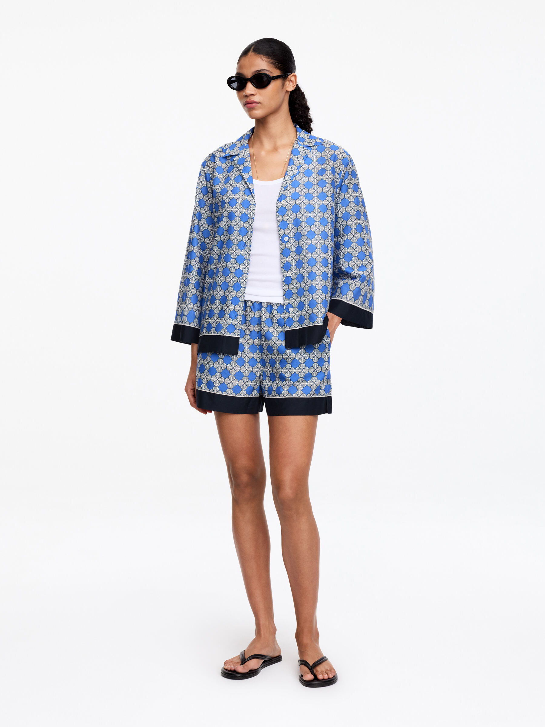 Lyocell Blend Shorts - Blue - Regular fit - Women - StillMedia/Lookbook - 4