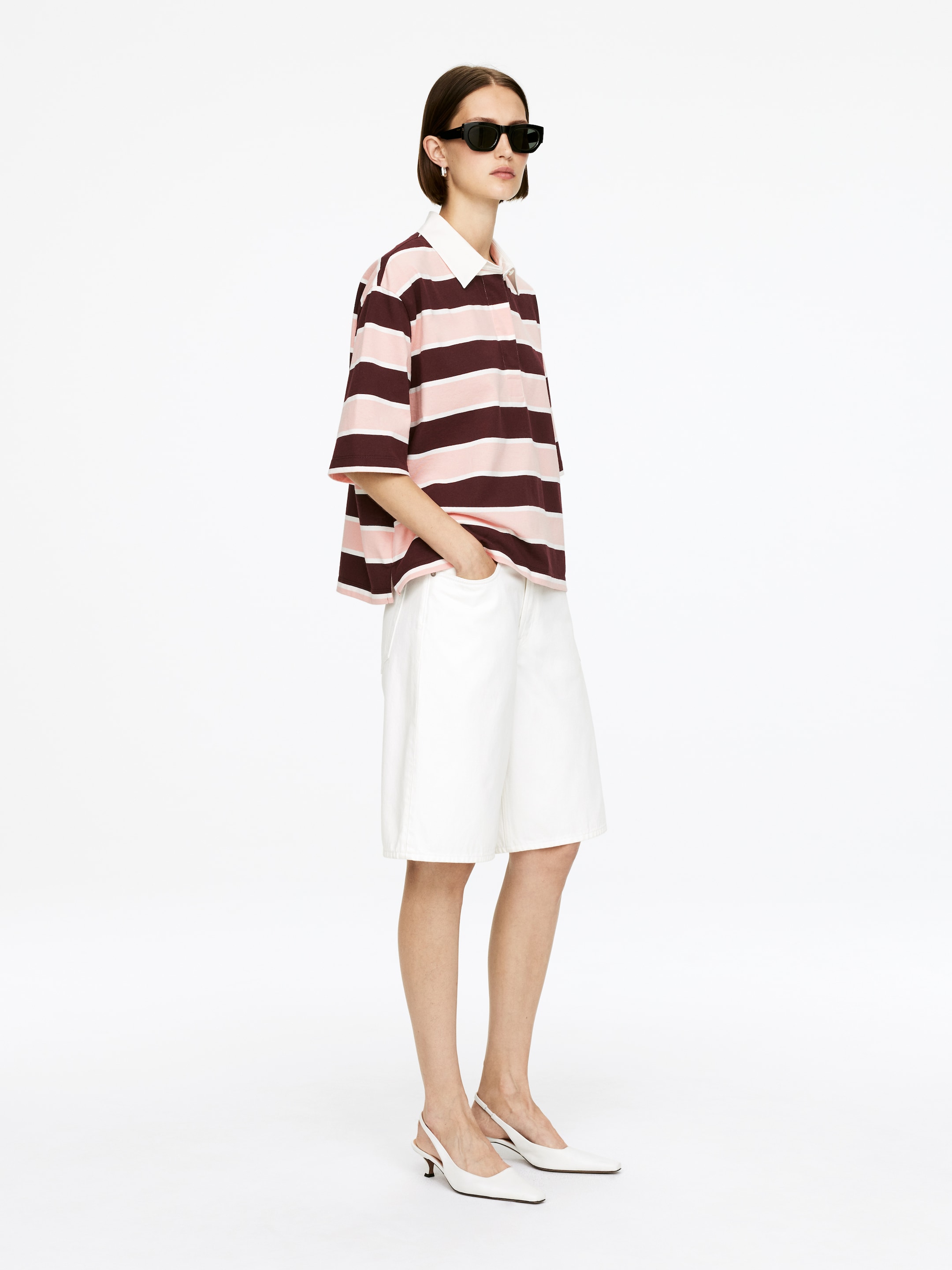 Ingrandisci l'immagine: Short-Sleeve Polo Shirt - Dark Red/Pink - DONNA | H&M CH 2