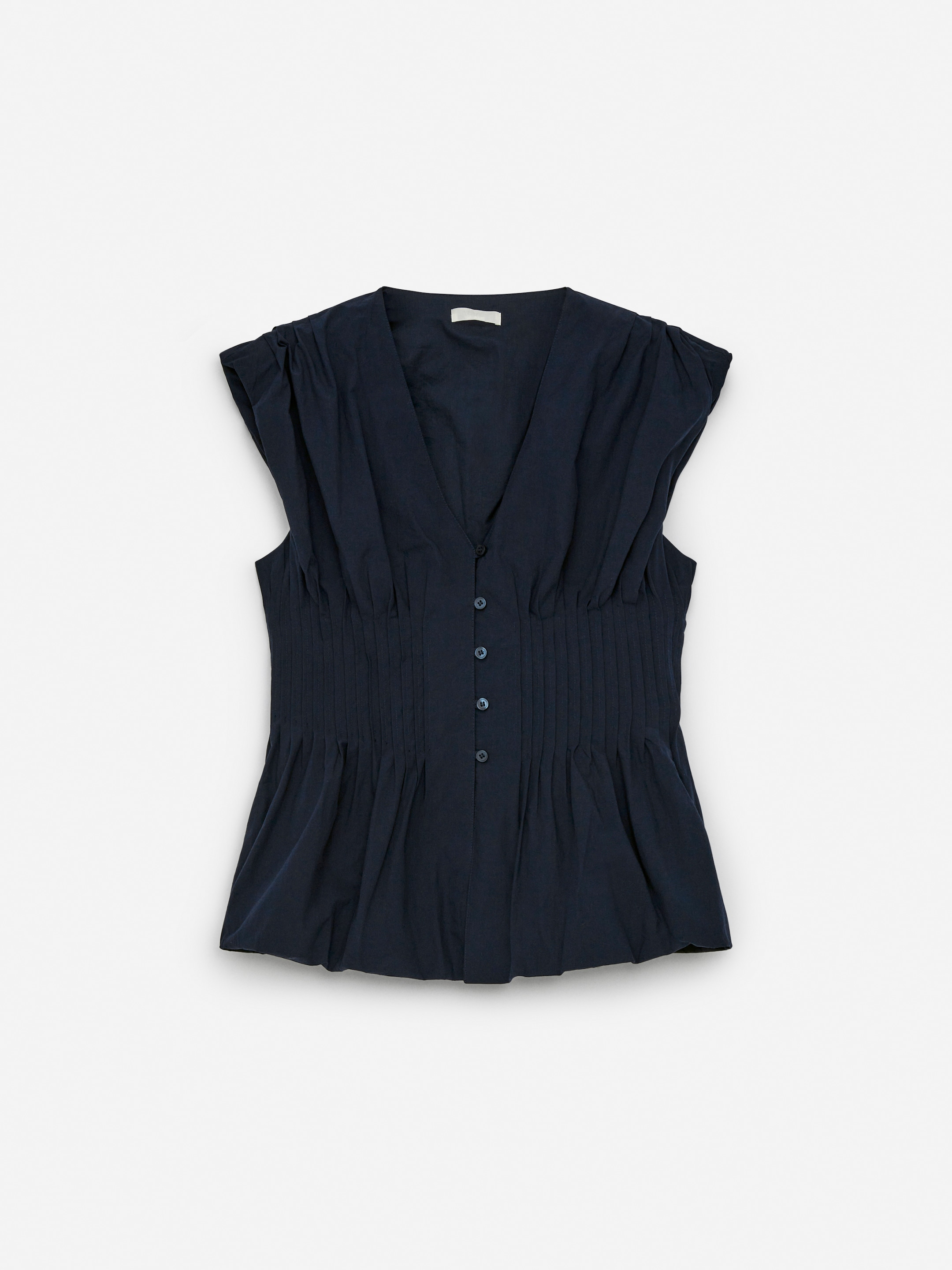 Bubble-Hem Pintuck Top - Dark Blue - Slim fit - Women - StillMedia/DescriptiveStillLife - 2