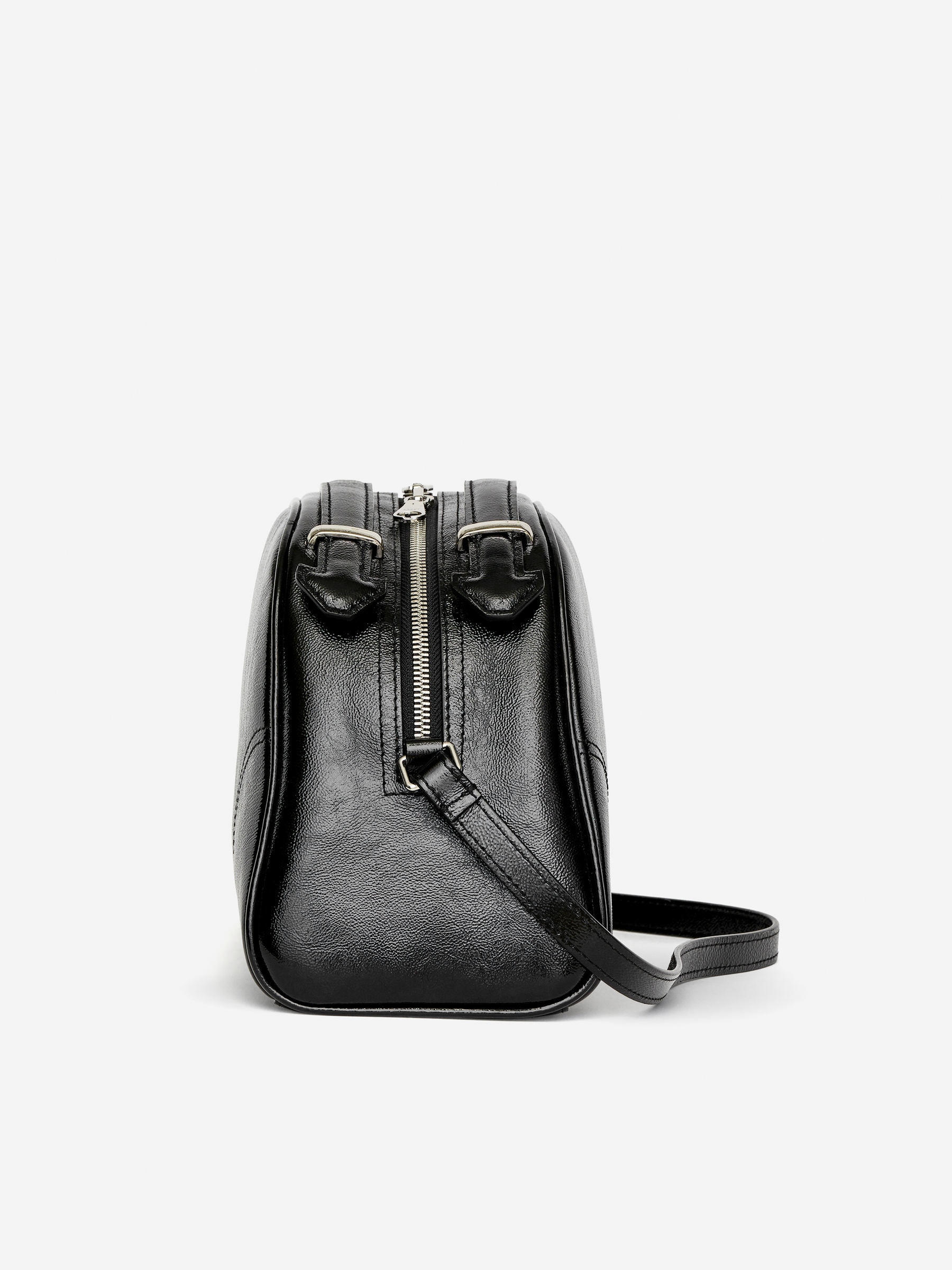 Sac à bandoulière en cuir laqué - Noir - Femme - StillMedia/DescriptiveStillLife - 4