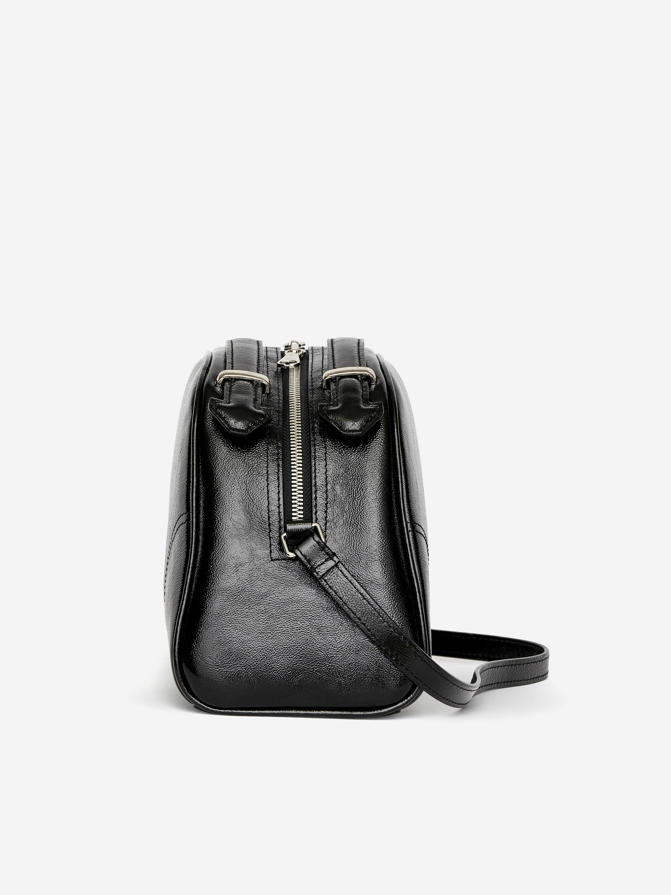 Lacquered Leather Crossbody Bag - Black - Women - StillMedia/DescriptiveStillLife - 4