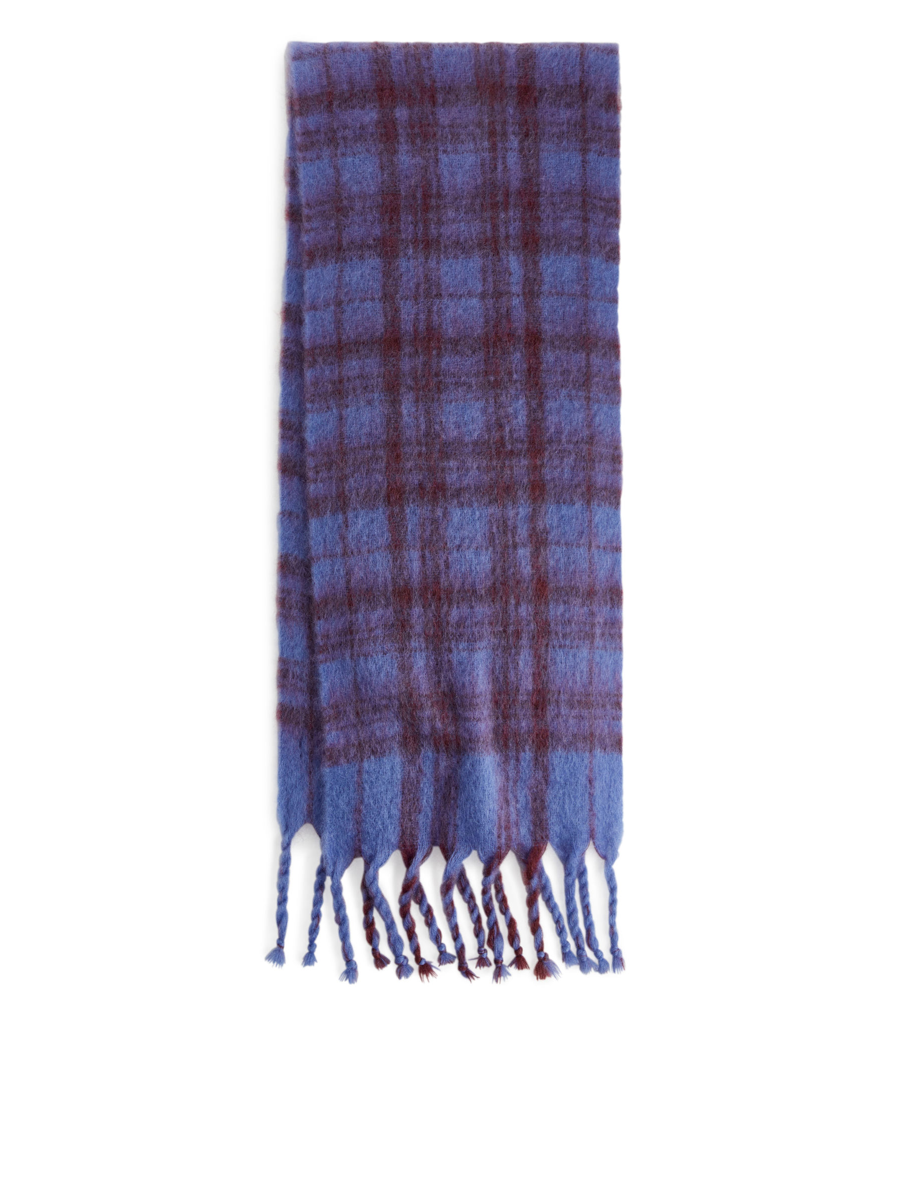 Rutig halsduk i ull - Blå - Women - StillMedia/DescriptiveStillLife - 2