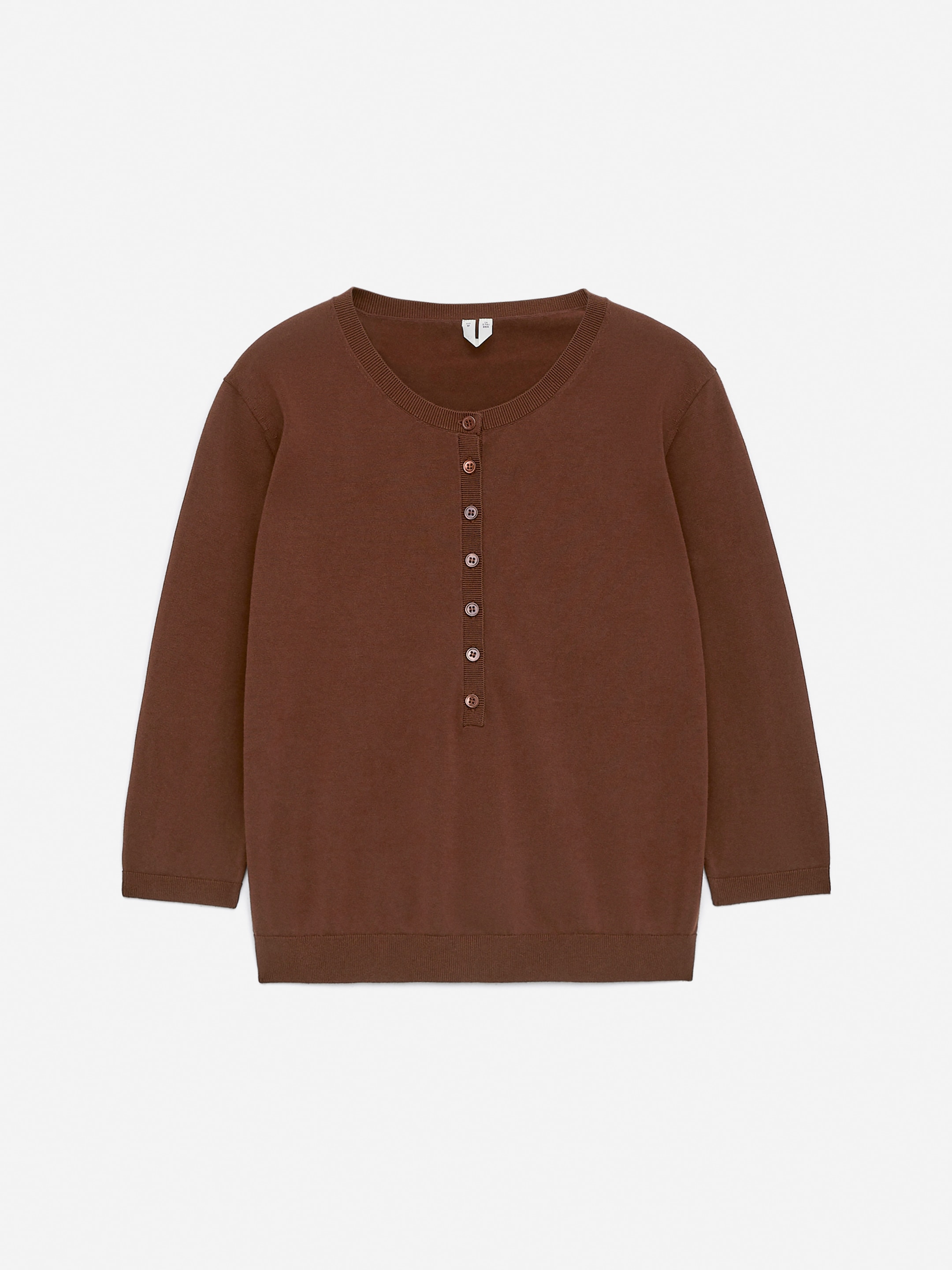 Cotton Henley Top - Dark Brown - Slim fit - Women - StillMedia/DescriptiveStillLife - 2