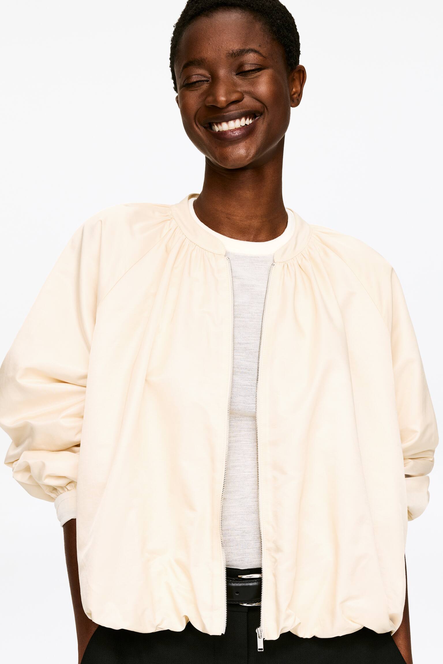 Blousonjacka - Crèmevit/Svart - 3