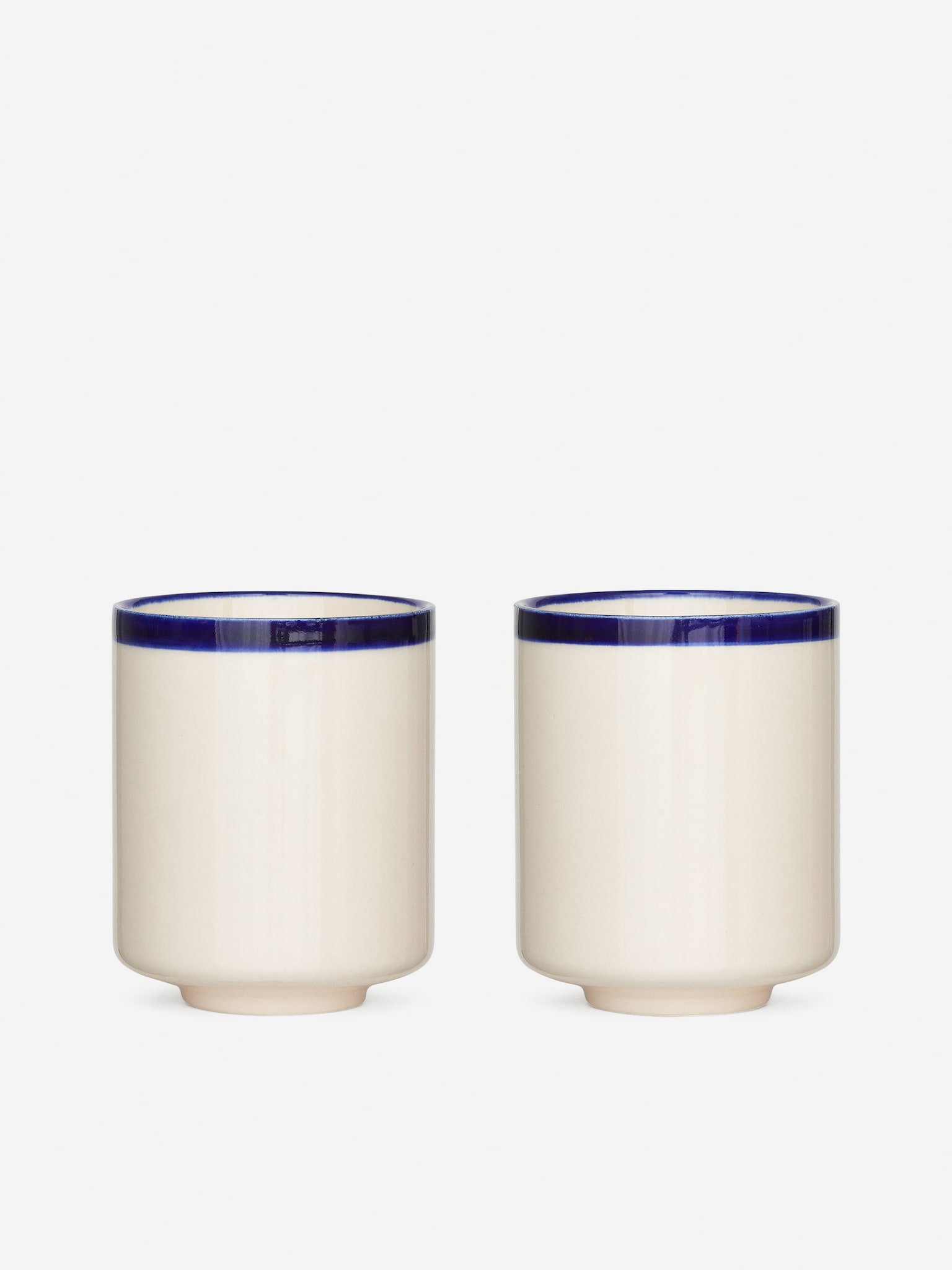 Stoneware Cups Set of 2 - White/Blue/White/Dark Blue/Blue Dots/White/Blue/White/Blue/Pink/Off White