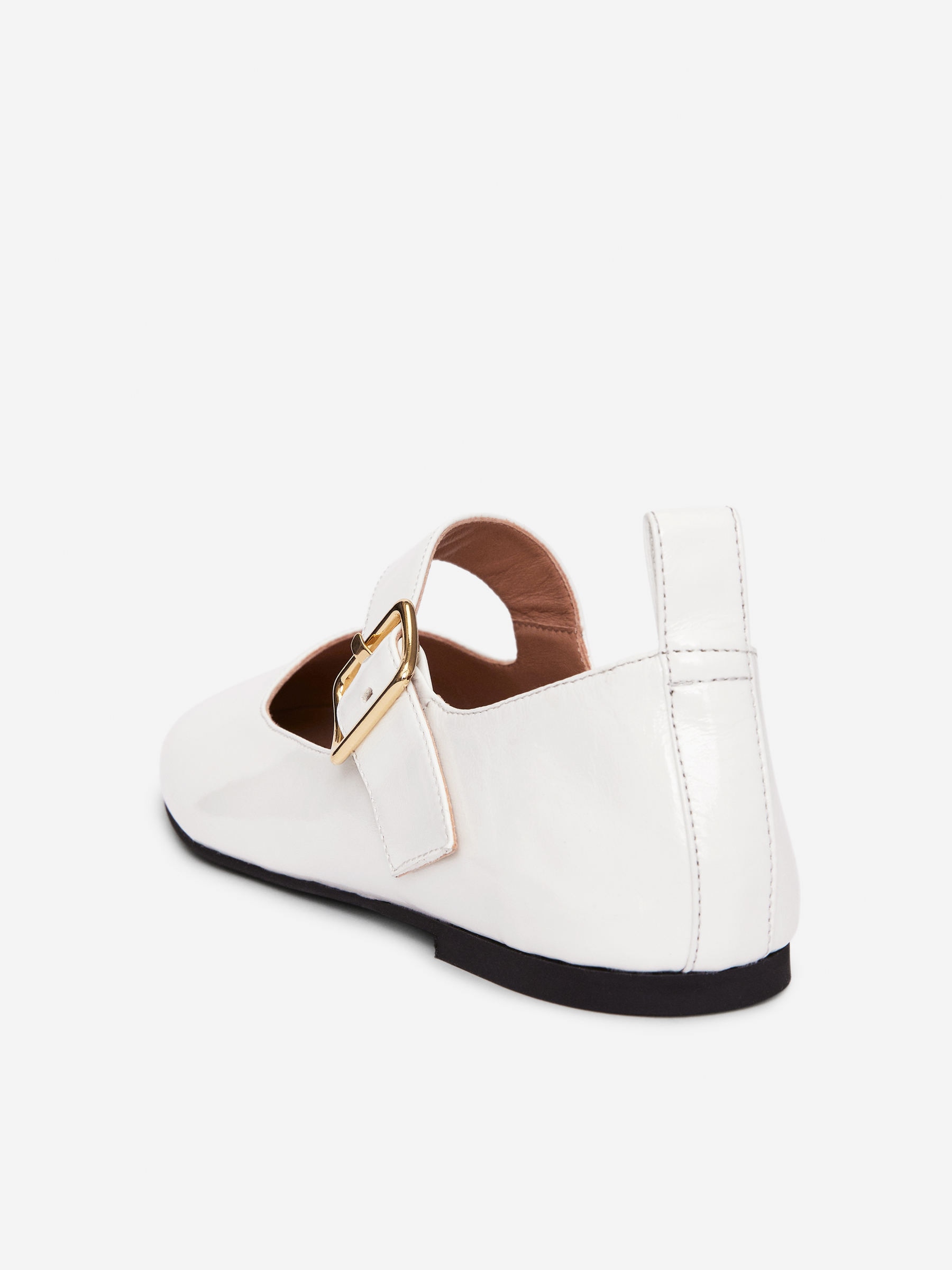 Mary Jane Leather Ballet Flats - White - Women - StillMedia/DescriptiveStillLife - 4