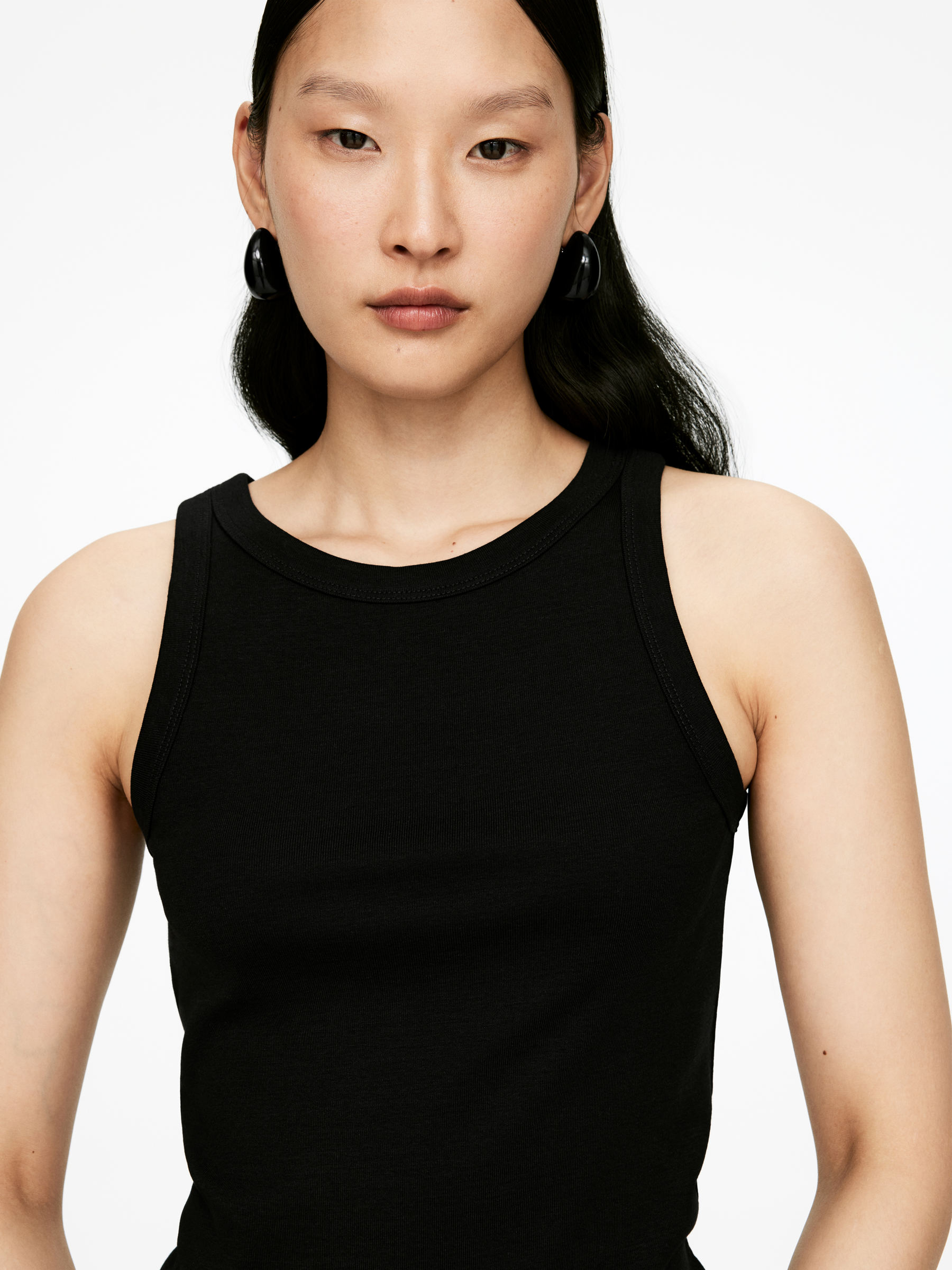 Rib Tank Top - Black - Slim fit - Women - StillMedia/Lookbook - 33