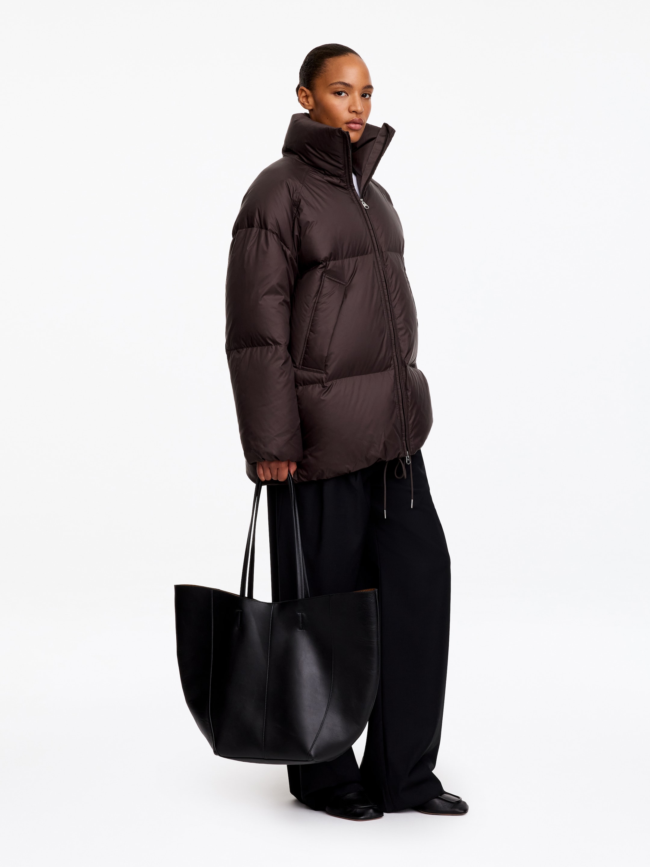 Upcycled Down Puffer Jacket - Brown - Oversized - women - StillMedia/Lookbook - 6