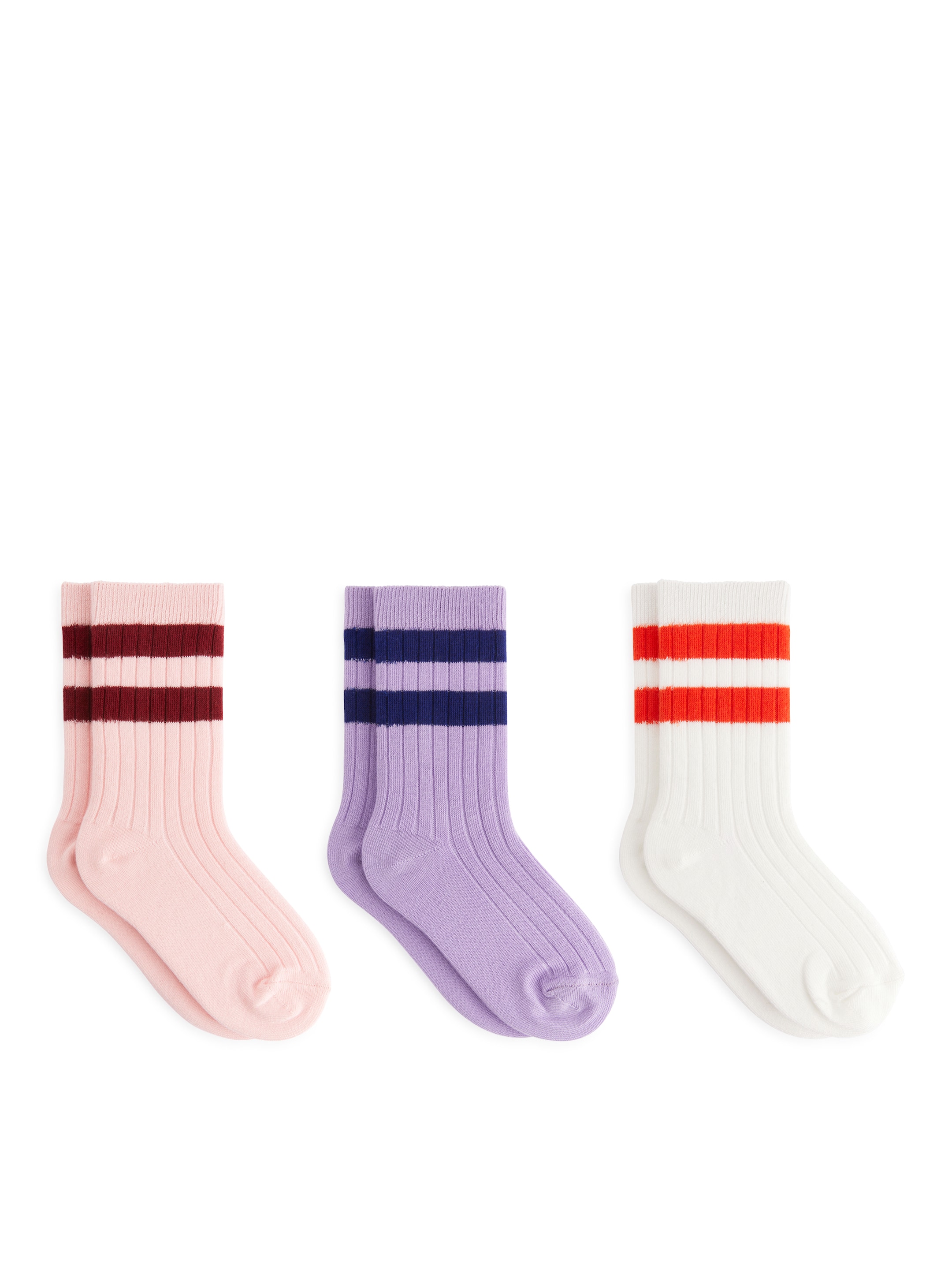 Ribbstickade strumpor, 3-pack - Rosa/lila/vit - Children - StillMedia/DescriptiveStillLife - 2
