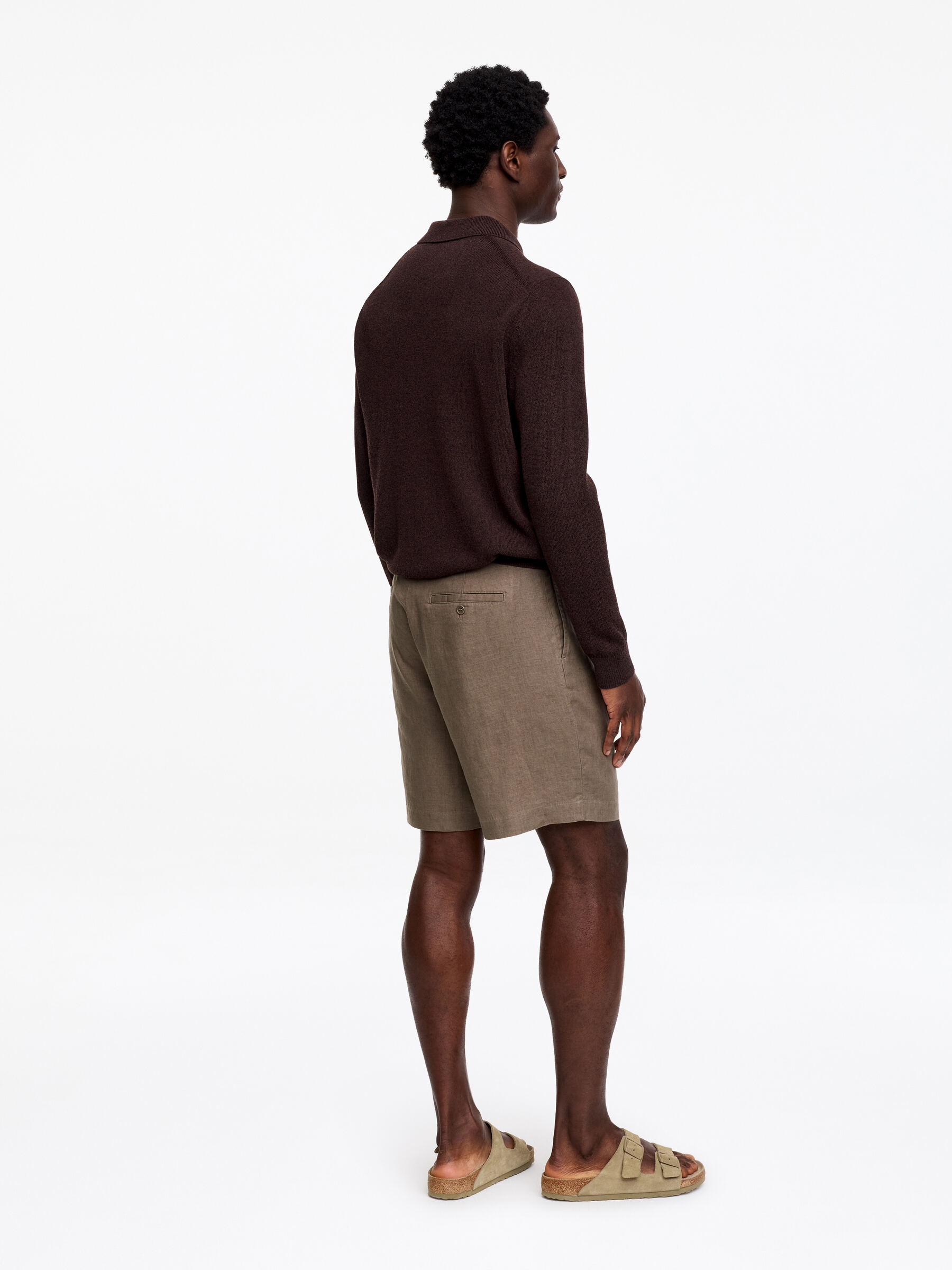 Pantalones cortos de lino - Topo oscuro - Corte estándar - Men - StillMedia/Lookbook - 2