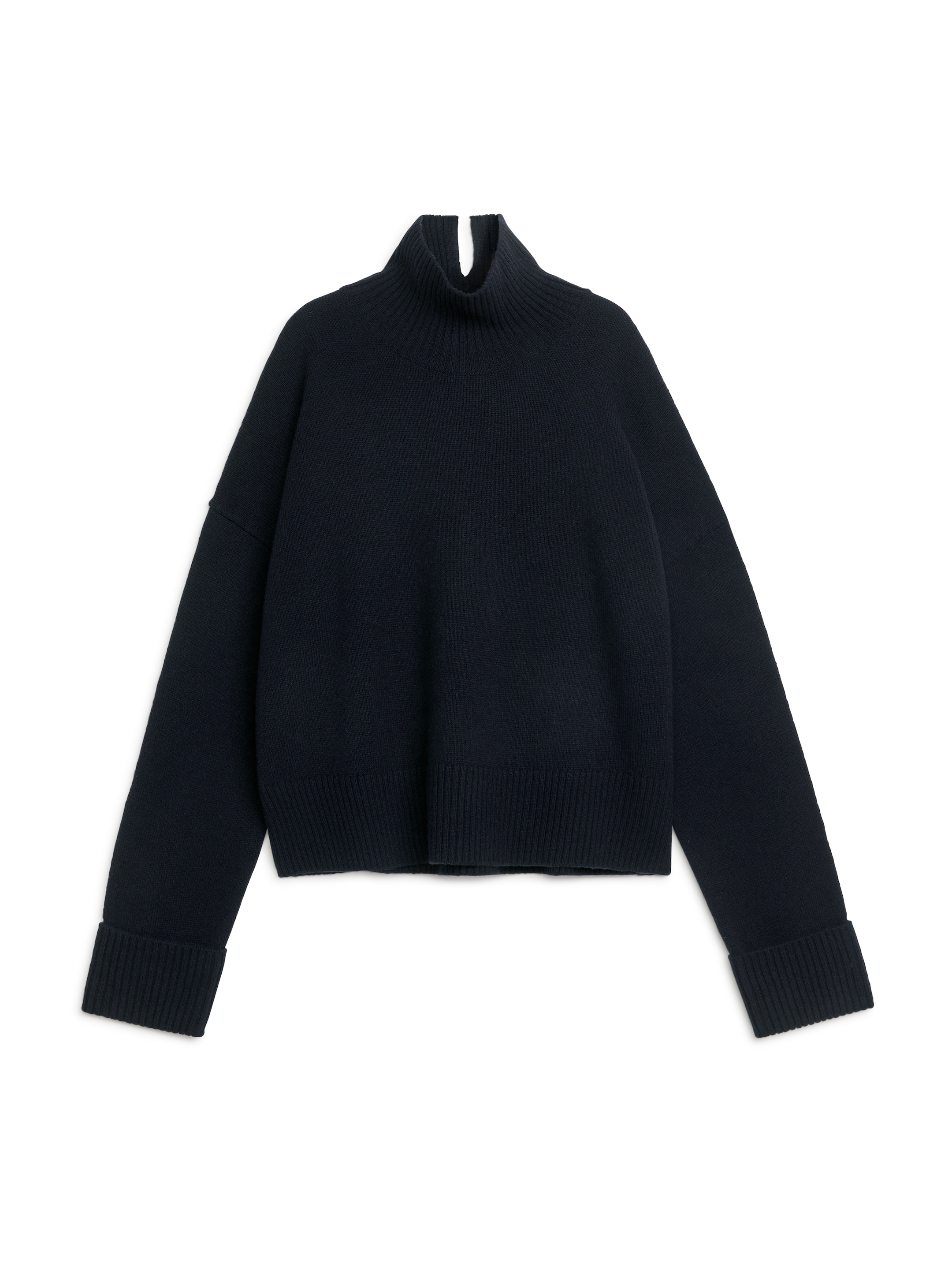 High-Neck Wool Jumper - Dark Blue - Loose fit - Women - StillMedia/DescriptiveStillLife - 1