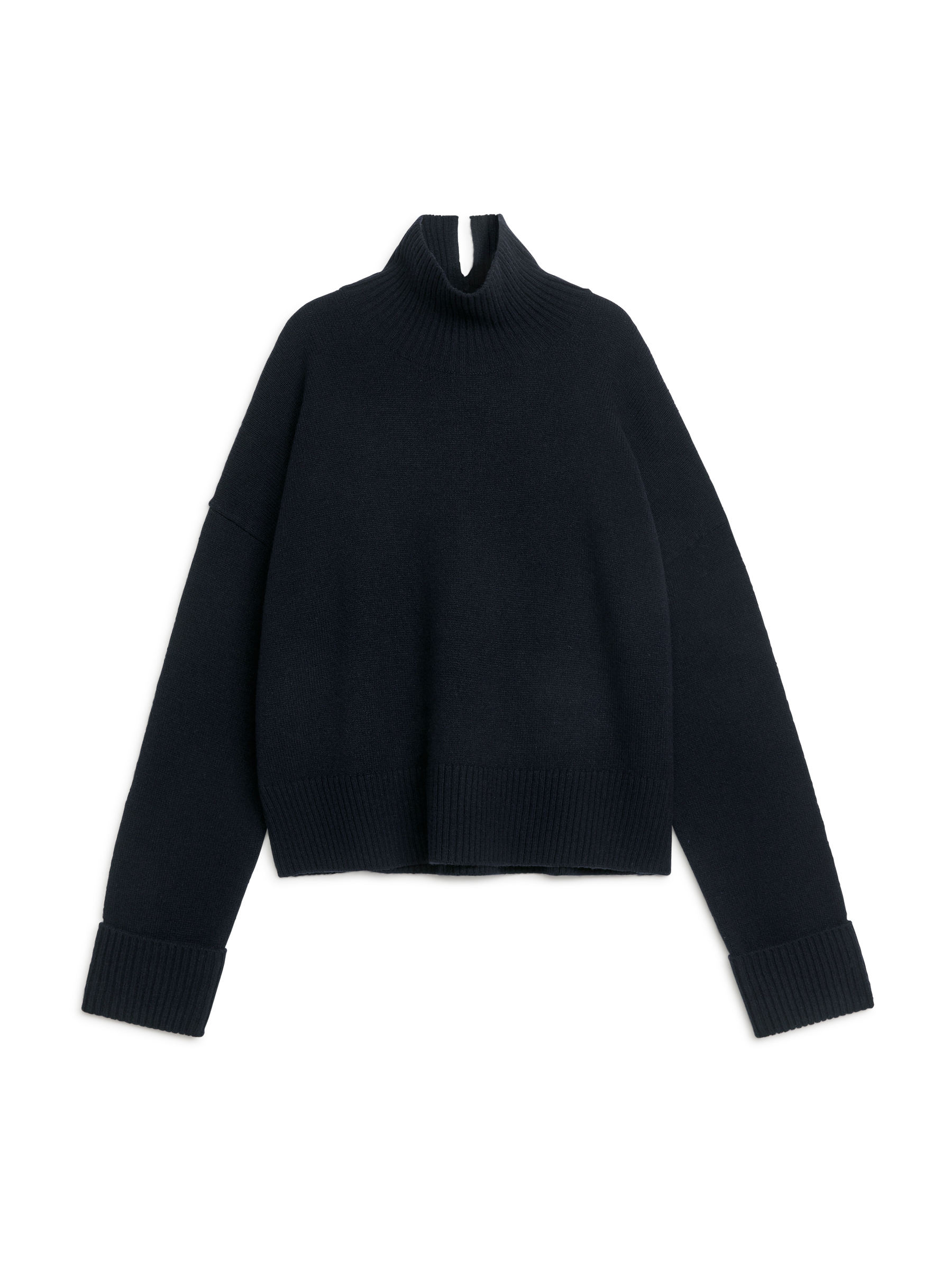 High-Neck Wool Jumper – Dark Blue – Women – ARKET NL
