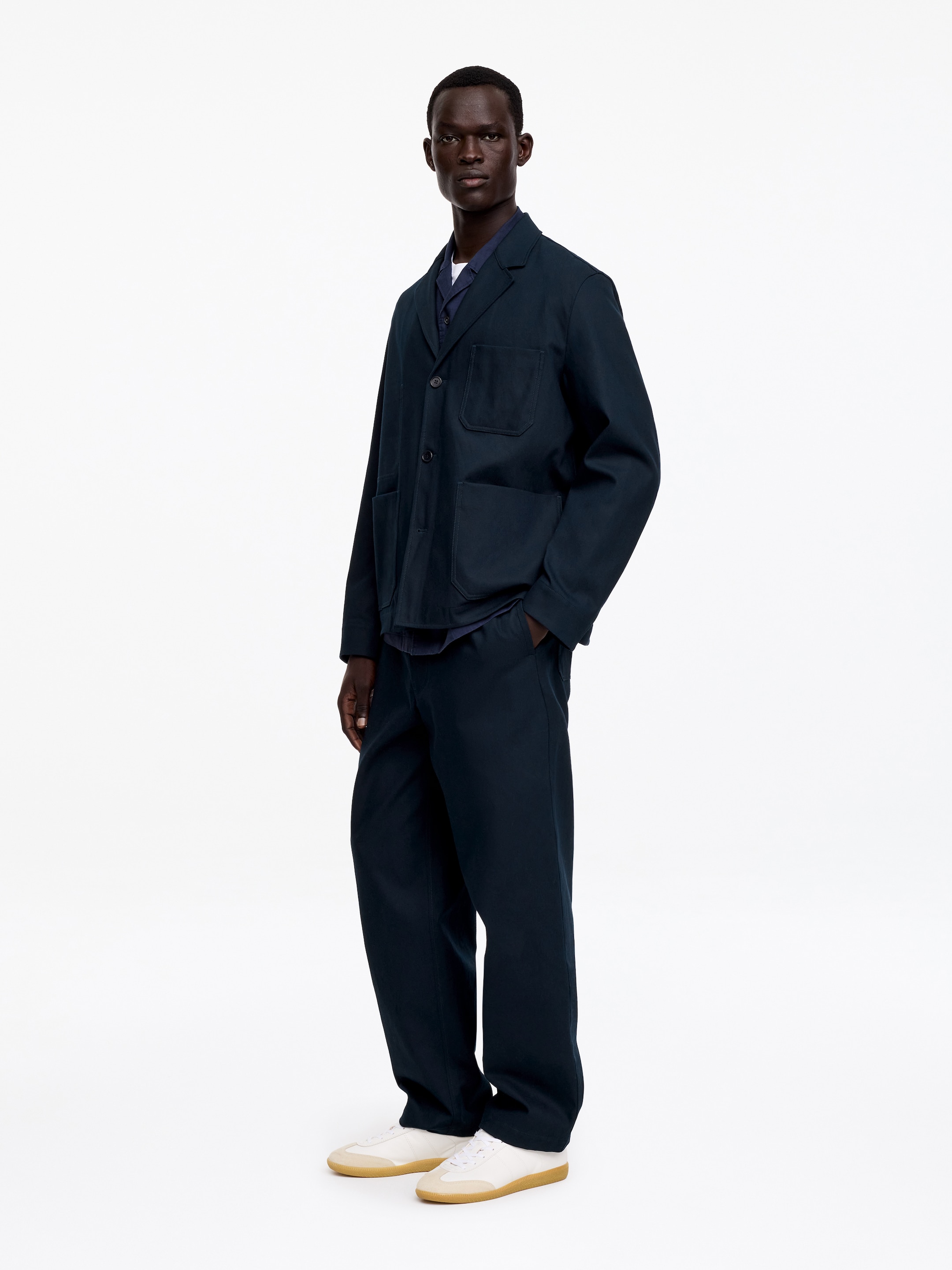 Blazer con vestibilità rilassata in cotone e lino - Blu scuro - Relaxed fit - Men - StillMedia/Lookbook - 3