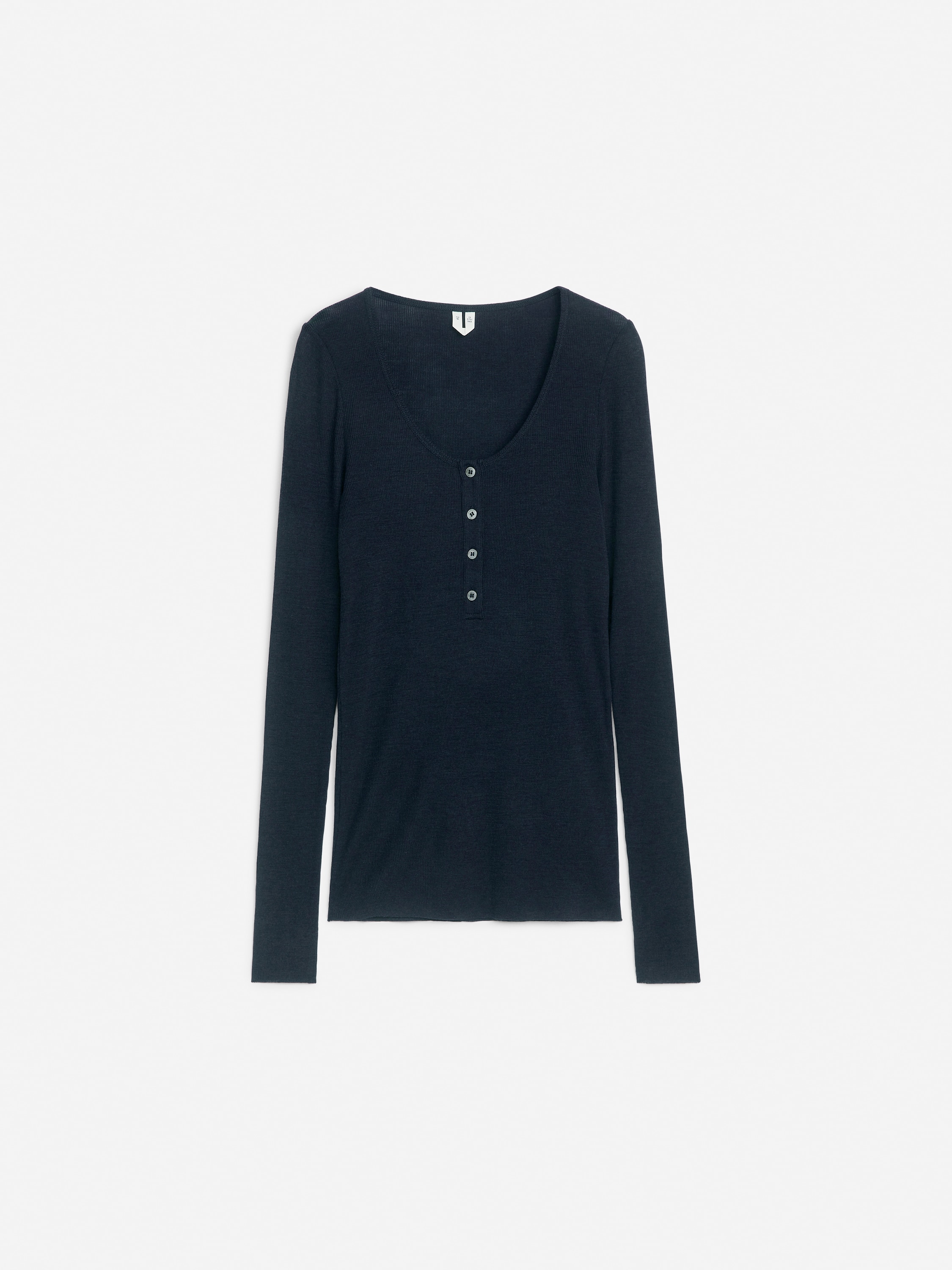 Wool Jersey Henley L/S Tee サイズM Wool Jersey Henley Top – Dark Blue – Women – ARKET EU