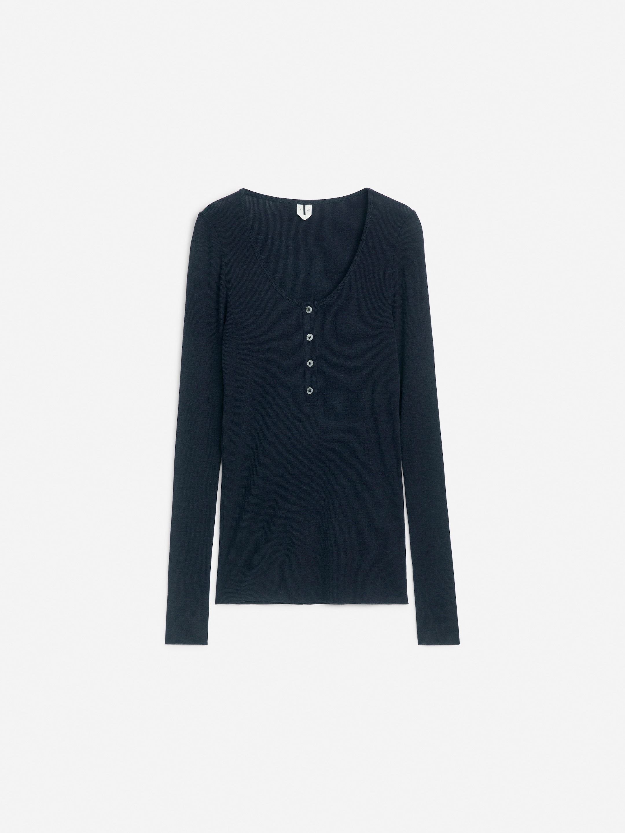 Wool Jersey Henley Top – Dark Blue – Women – ARKET WW
