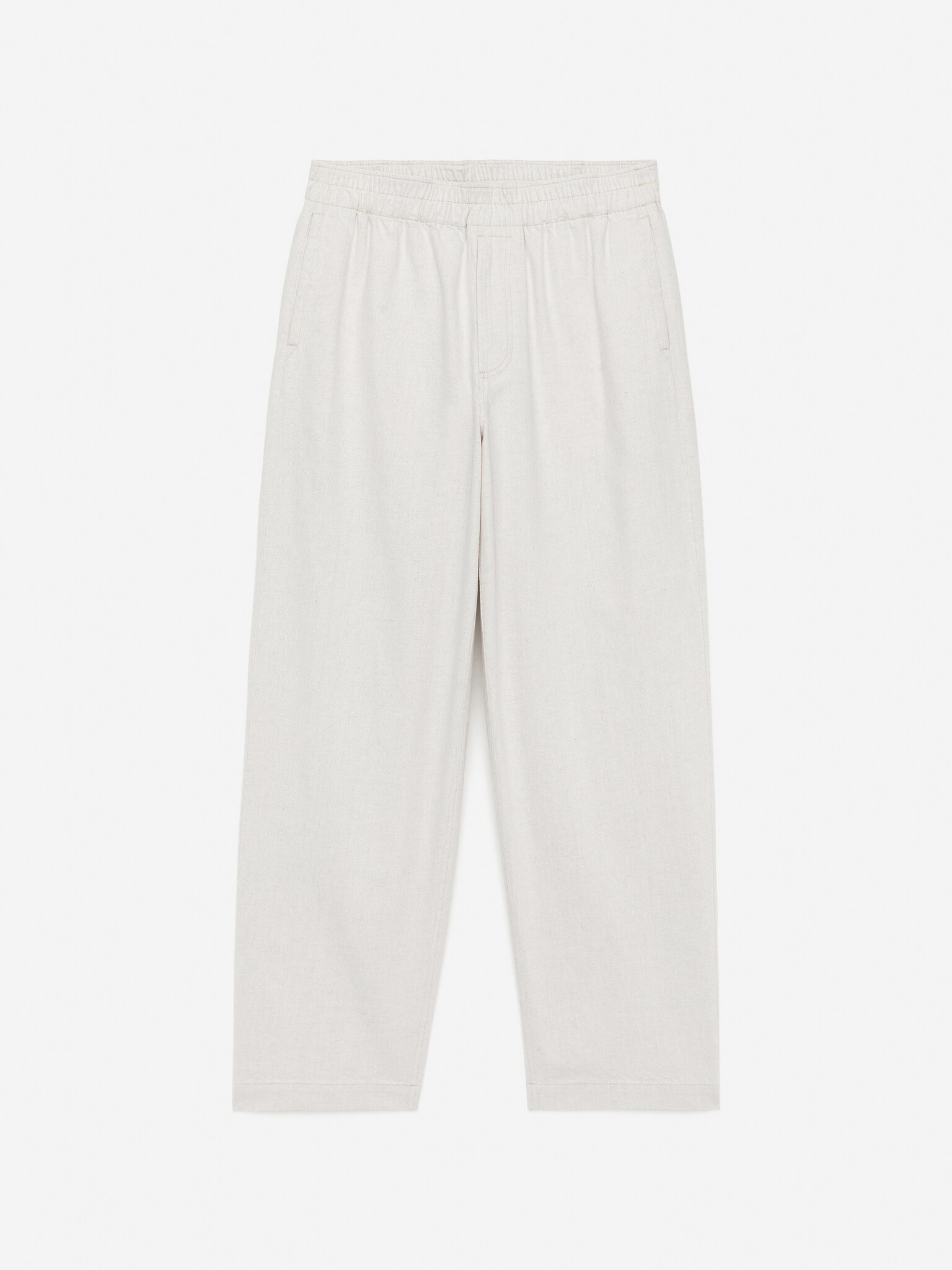 Pantalon décontracté en lin de coton - Blanc cassé