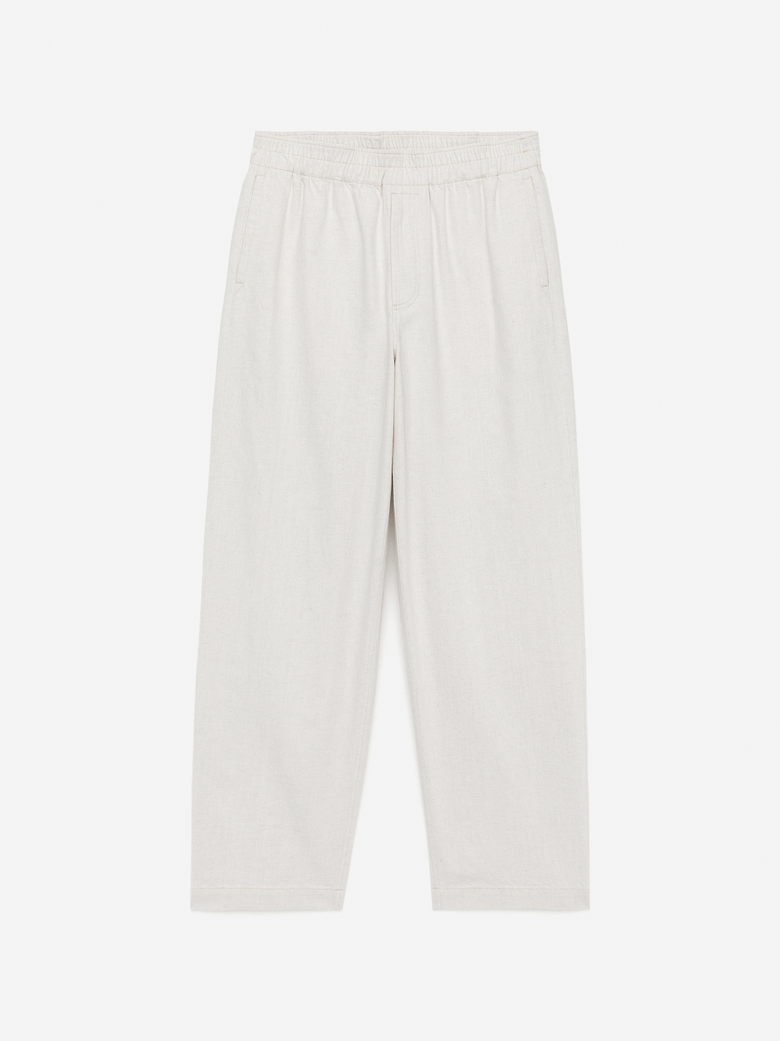 Pantalon décontracté en lin de coton - Blanc cassé/Bleu foncé - 2
