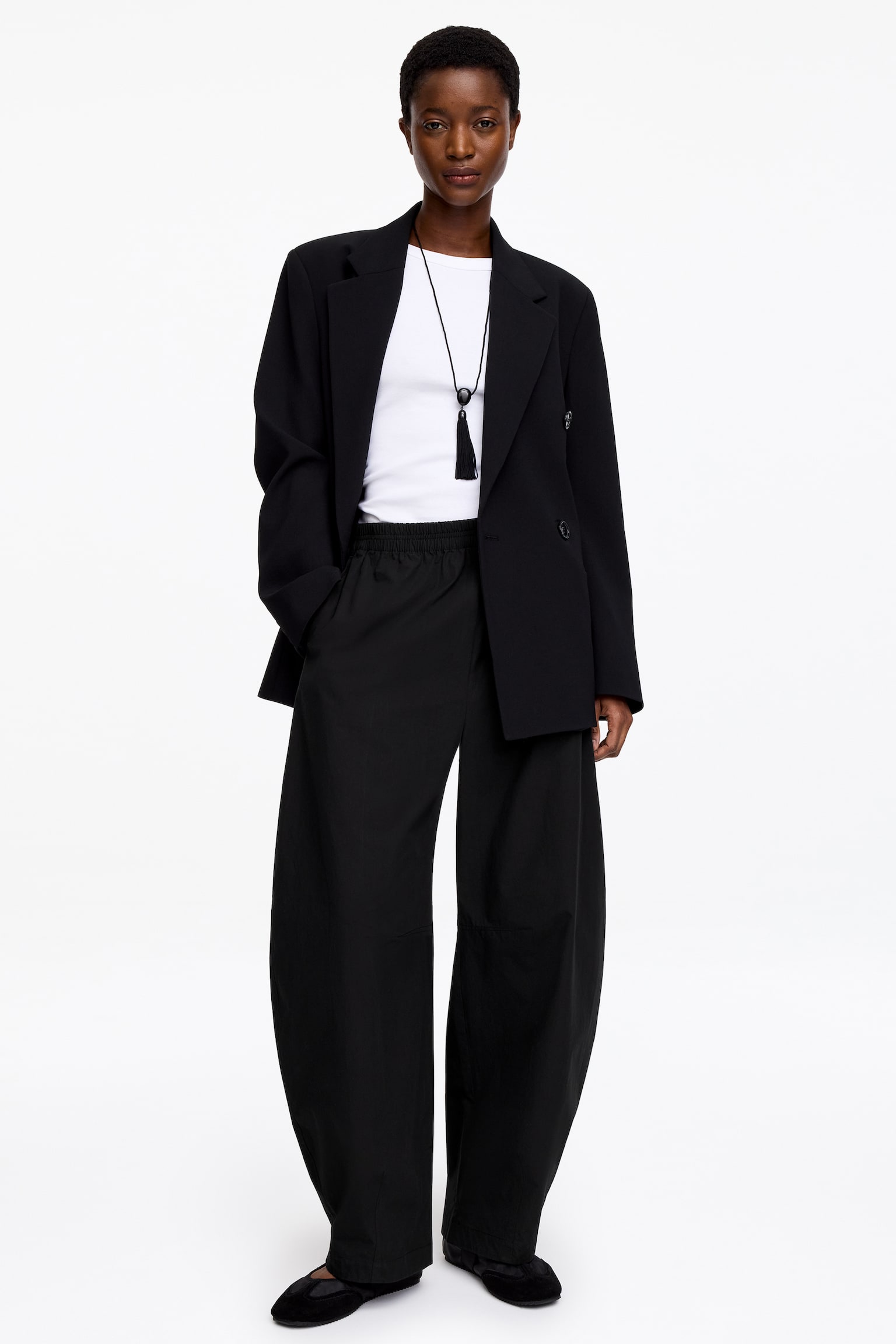 Katoenen broek met barrel-pijpen - Zwart/Donkerbruin/Donkerblauw - 5