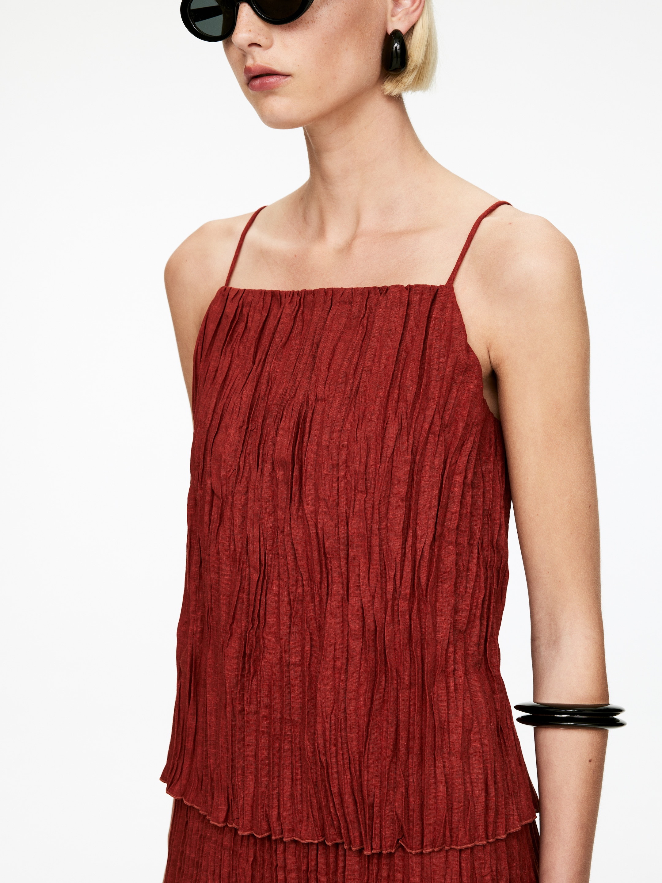 Zobraziť väčší obrázok: Top s nariasenými ramienkami - Hrdzavá - ŽENY | H&M SK 3