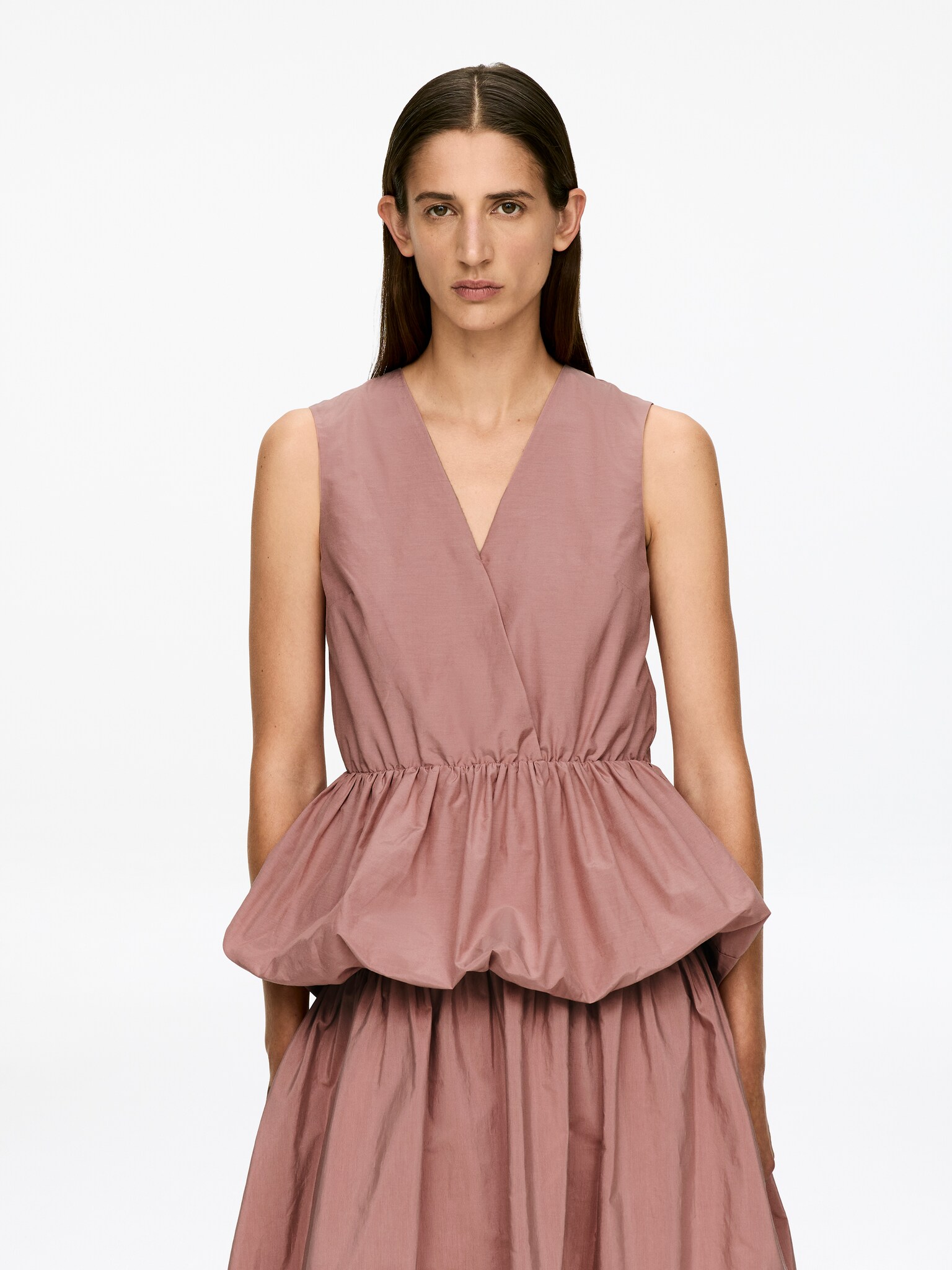 Top de tafetán peplum - Rosa/Negro - 1