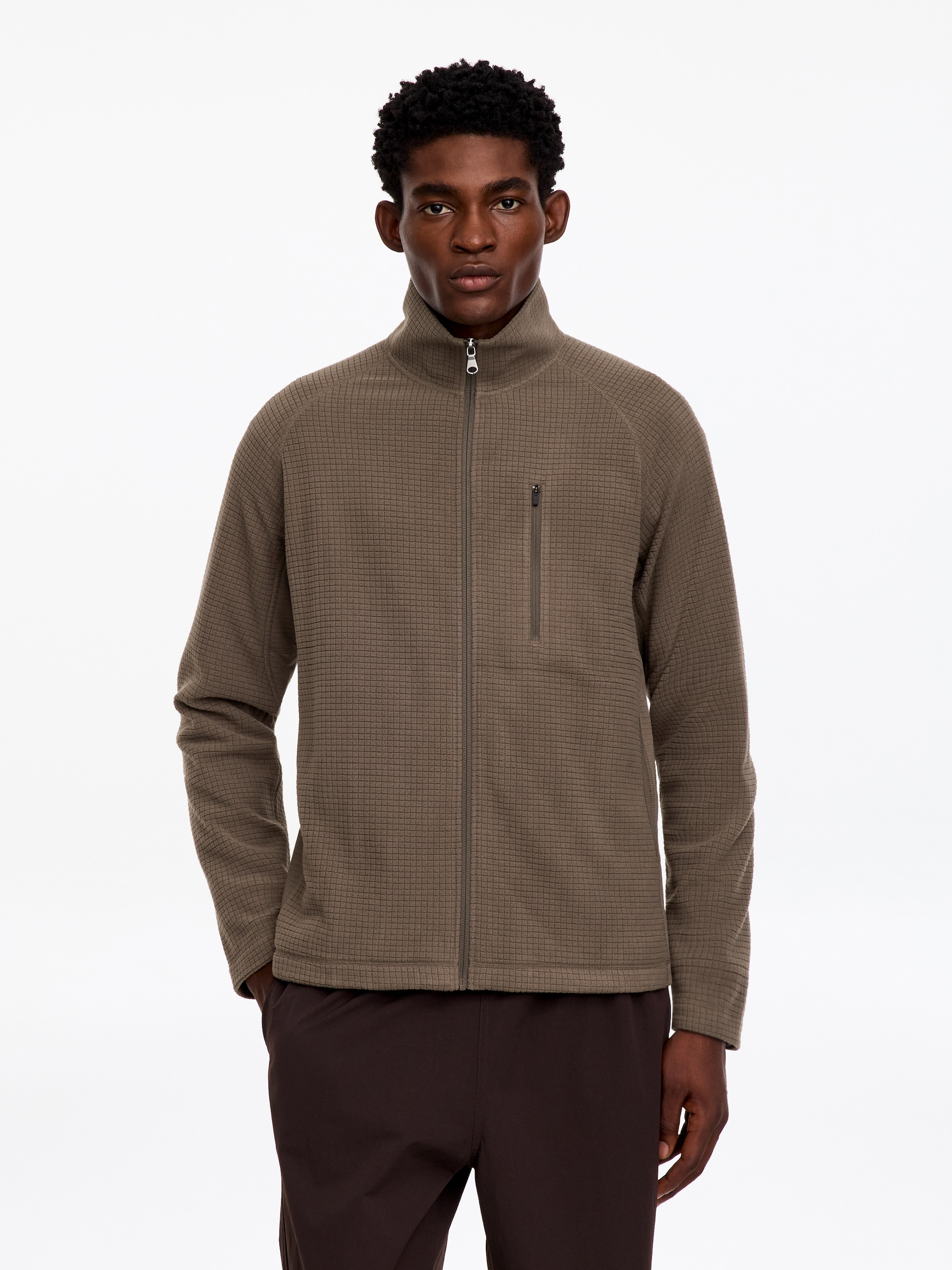 ARKET ACTIVE Grid Fleece Jacket - Brown - Regular fit - men - StillMedia/Lookbook - 6
