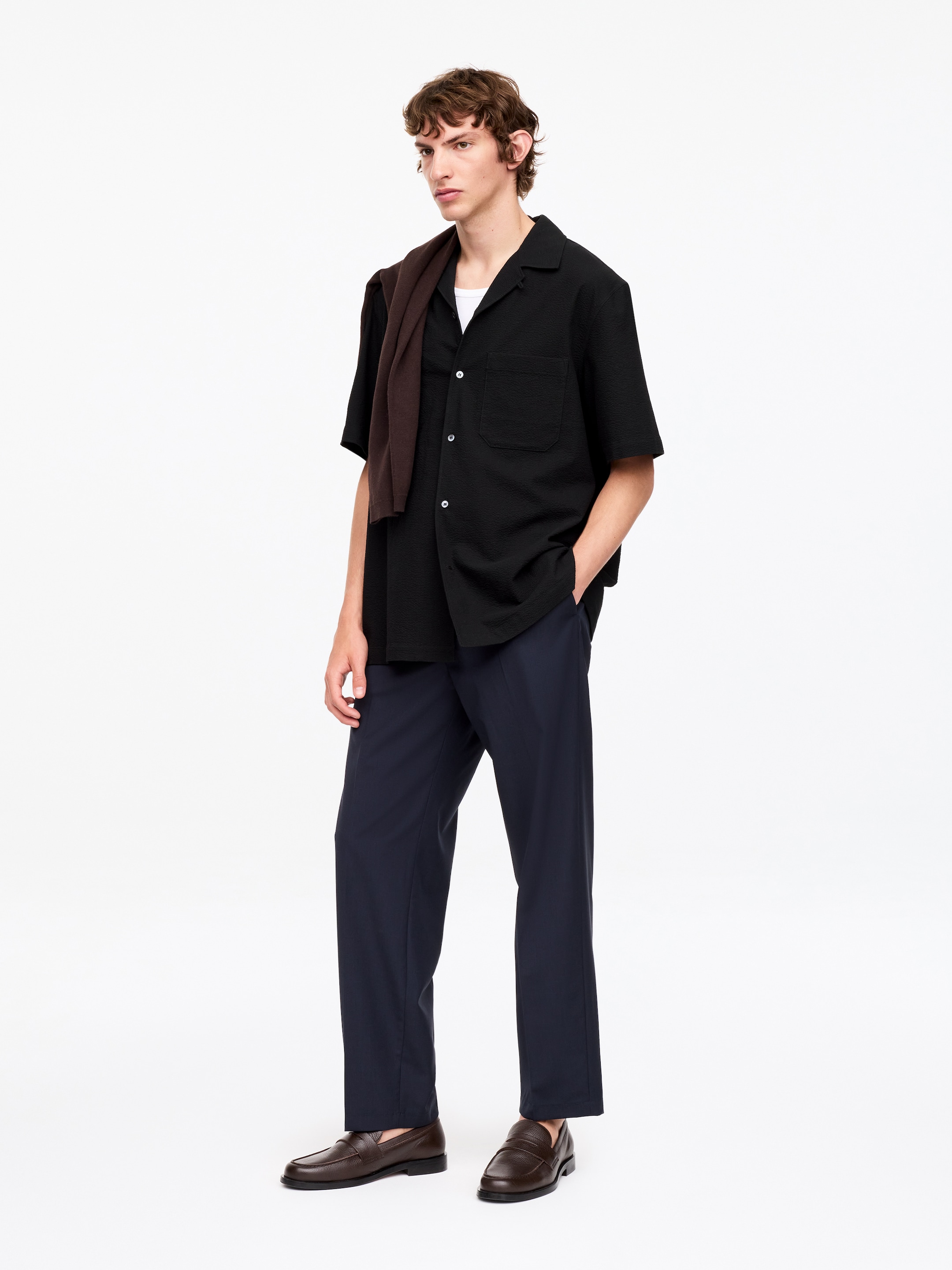 Seersucker Resort Shirt - Black - Regular fit - Men - StillMedia/Lookbook - 9