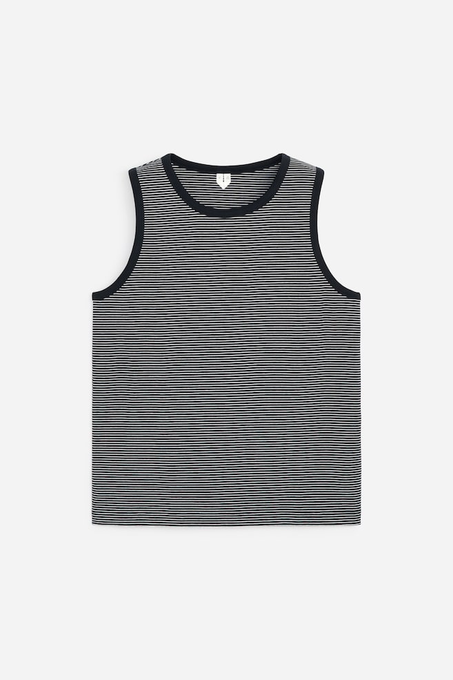 Top de tirantes de tipo deportivo de canalé - Azul oscuro/Blanco/Gris oscuro - 1