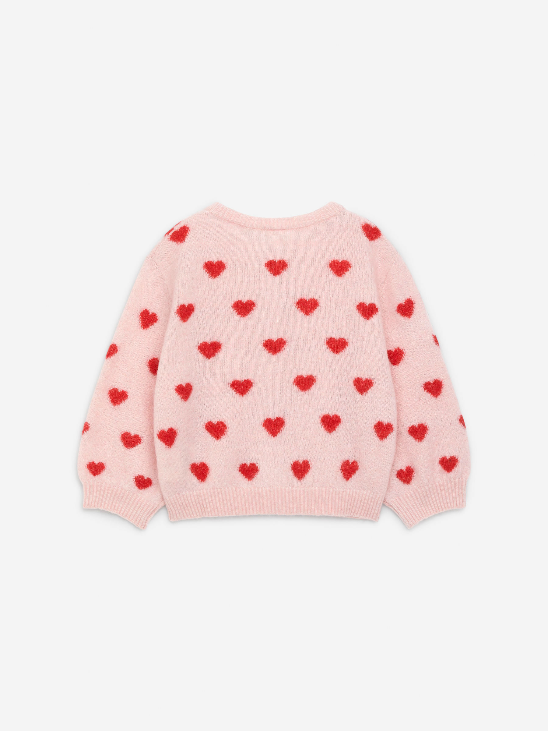 Wool-Alpaca Blend Cardigan - Pink/Red Hearts - Children - StillMedia/DescriptiveStillLife - 1