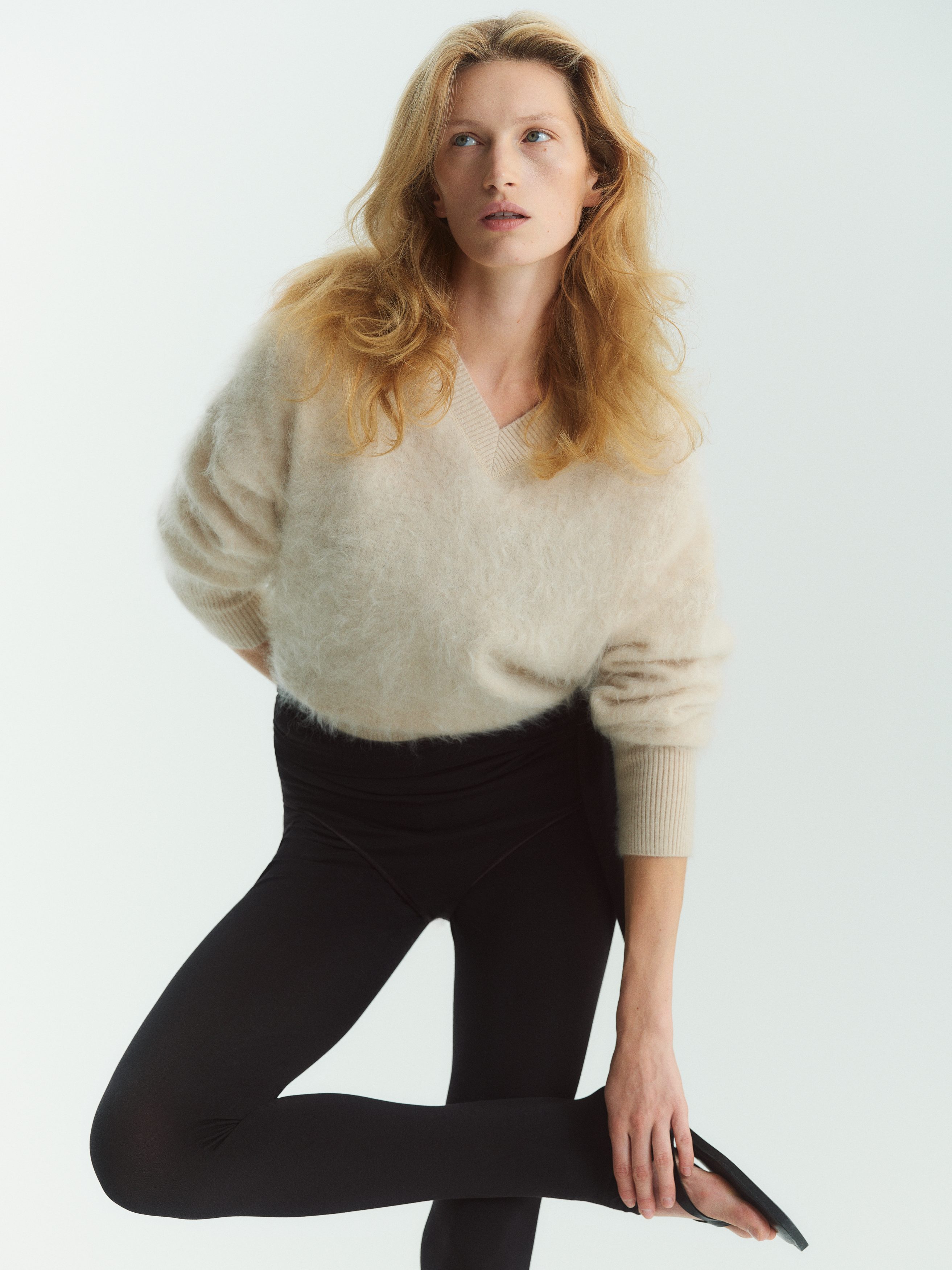 Brushed Pure Cashmere Jumper-#BBAB92-17187
