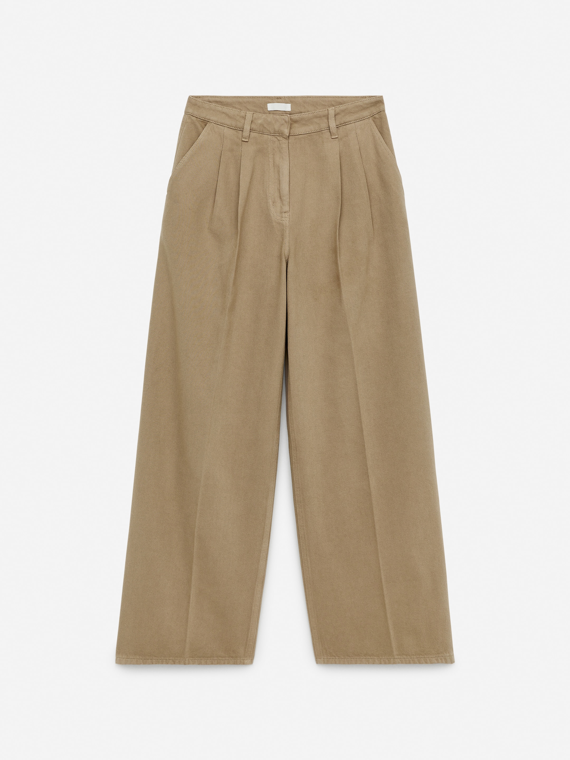 Pantaloni in denim wide-Beige-14391