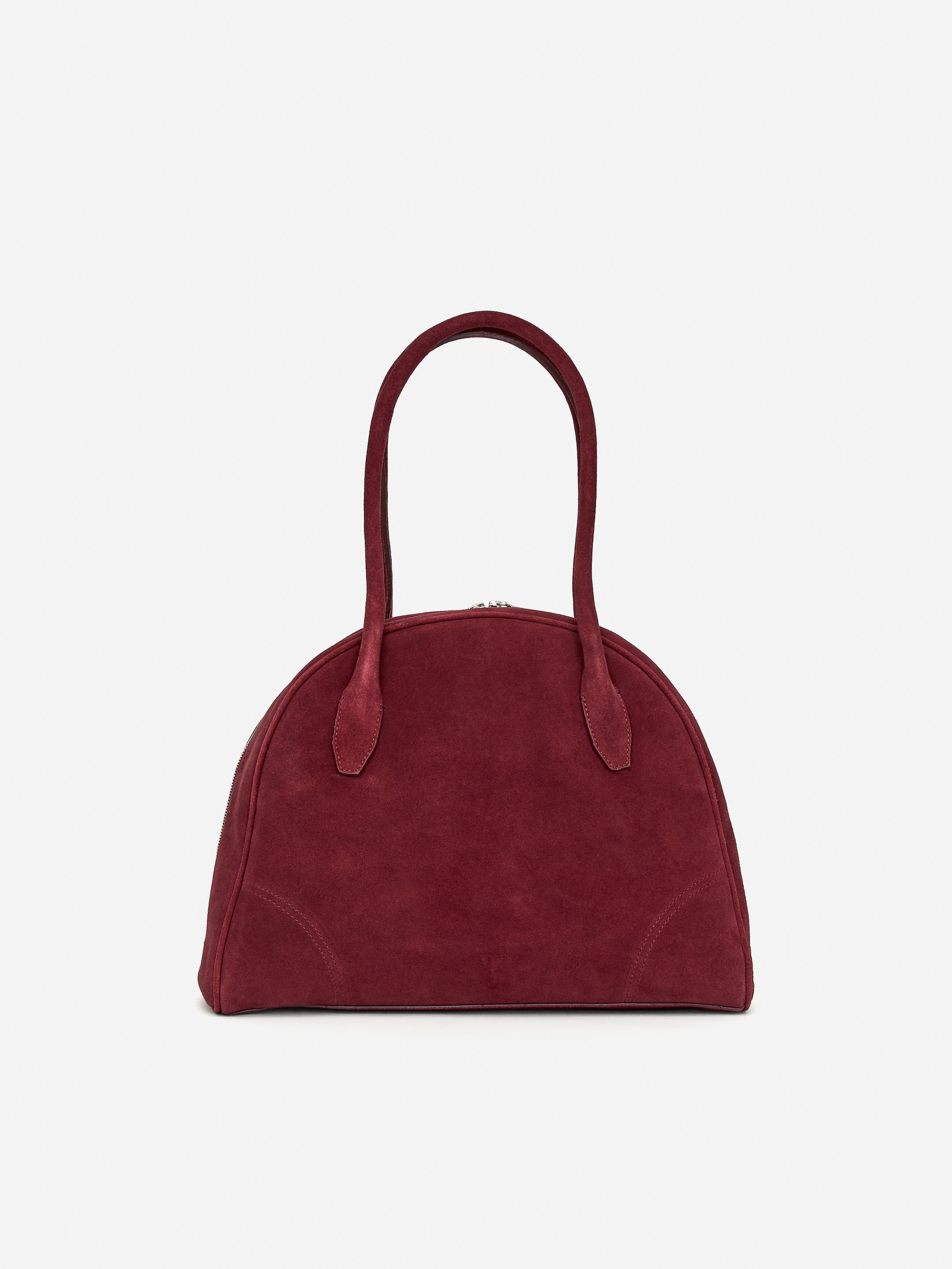 Sac de bowling en croûte de cuir suédé - Rouge foncé - Femme - StillMedia/DescriptiveStillLife - 4