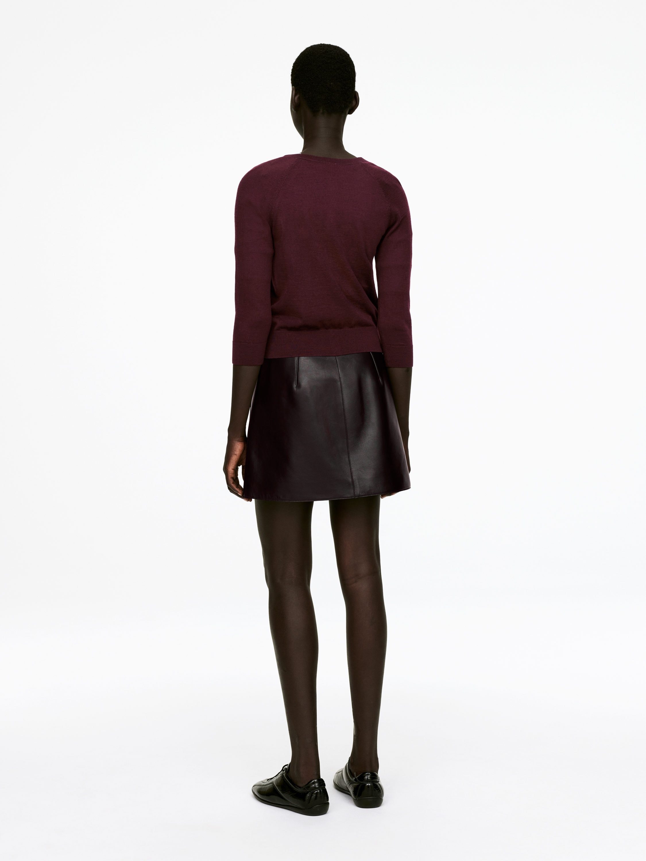 Merino Wool Cardigan - Burgundy - Slim fit - Women - StillMedia/Lookbook - 3