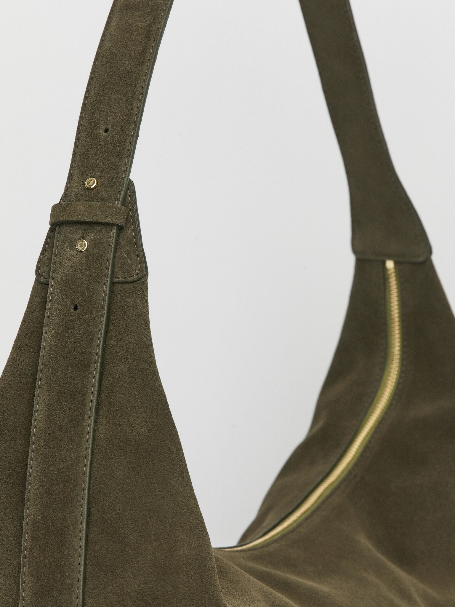 Zakřivená semišová taška - Khaki zelená/Brown - 2