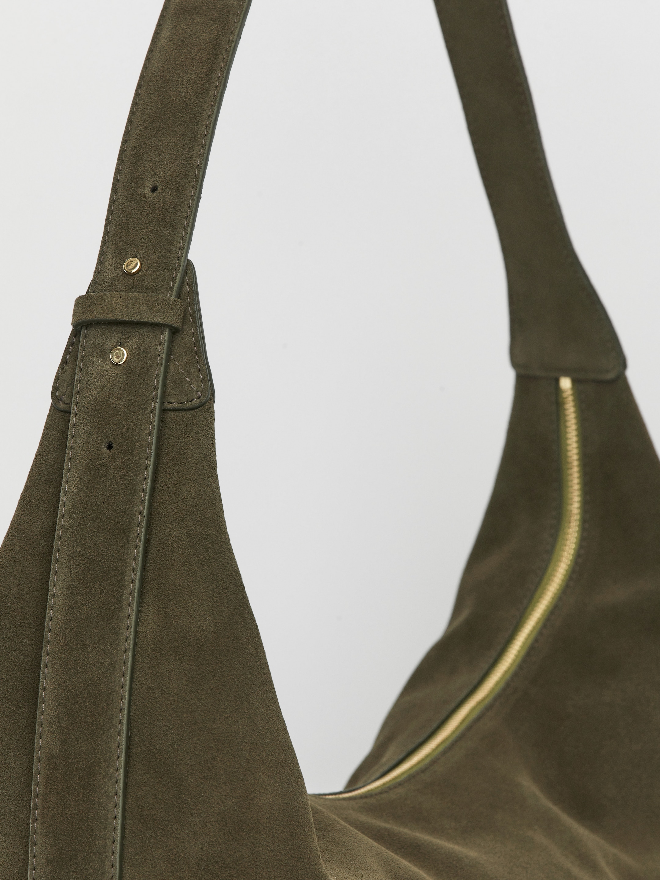 Borsa curva in pelle crosta scamosciata - Verde kaki - Women - StillMedia/DescriptiveDetail - 3