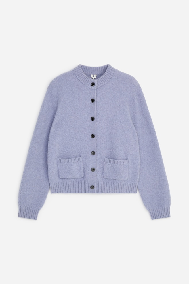 Strickjacke aus einer Alpaka-Wollmischung - Lila/Dunkelbraun/Graumeliert - 1