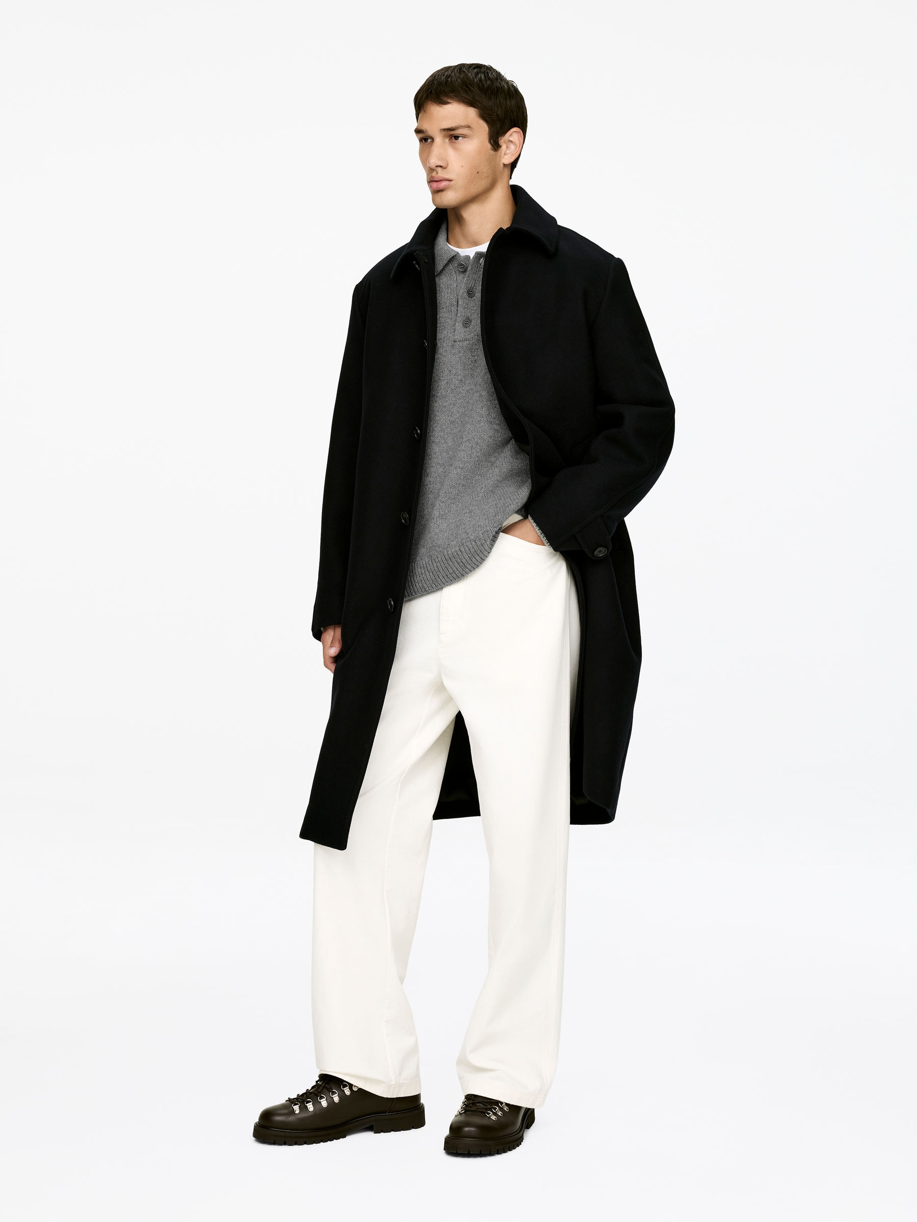 Wool Polo Jumper - Grey - Relaxed fit - Men - StillMedia/Lookbook - 5