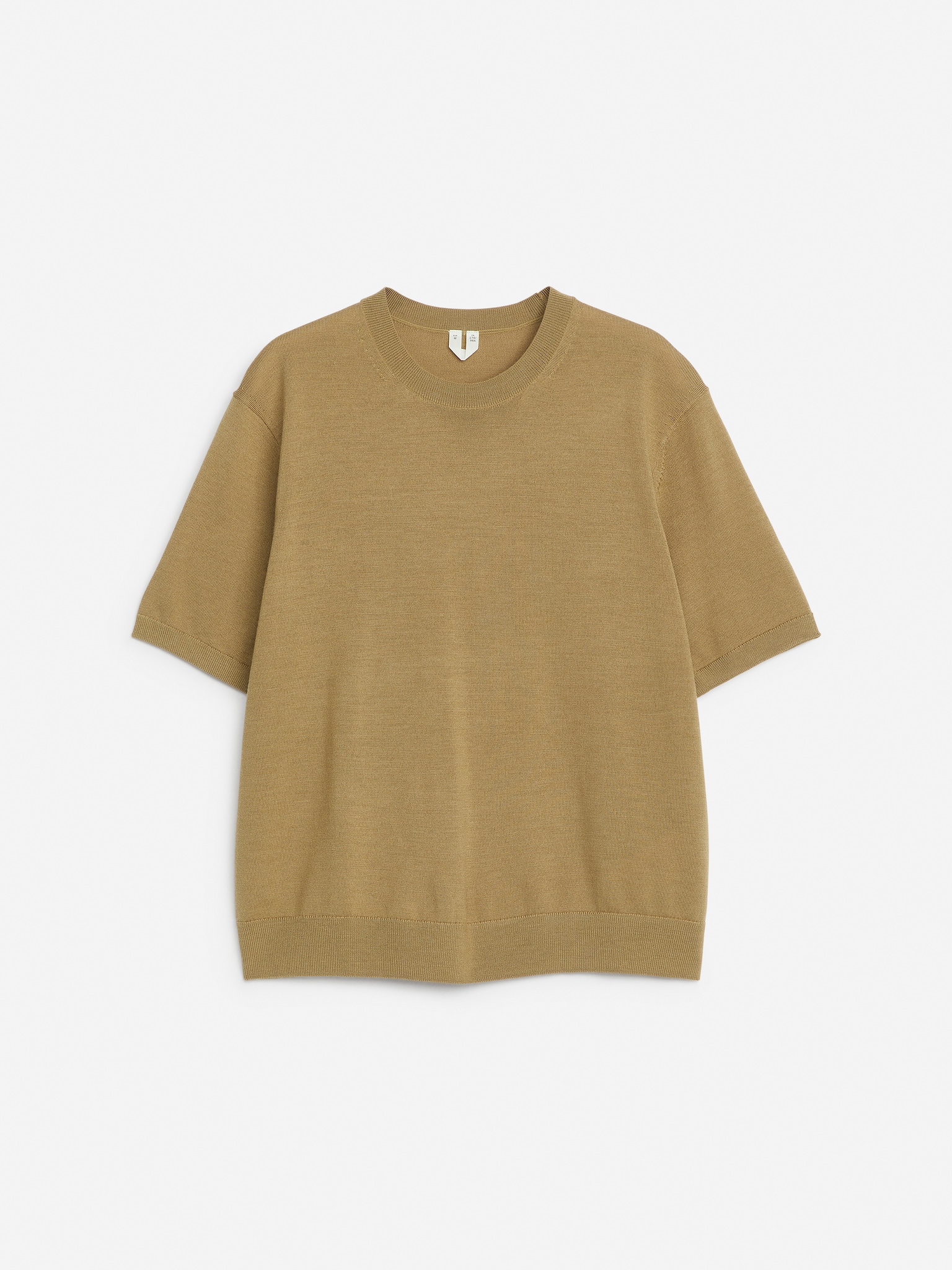 Gestricktes T-Shirt aus Merinowolle - Dunkelbeige/Hellbeige/Dunkelblau/Schwarz