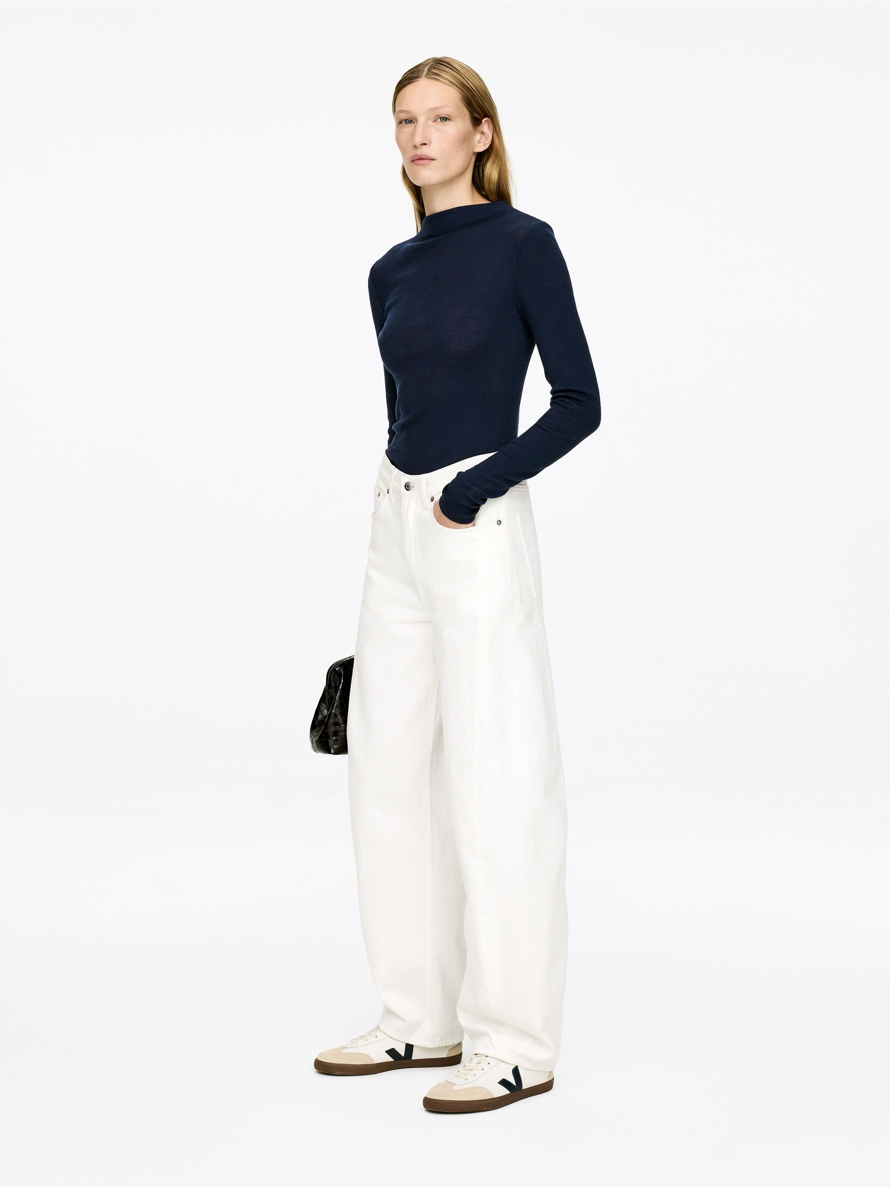 Rib-Knitted Wool Top - Dark Blue - Slim fit - Women - StillMedia/Lookbook - 4