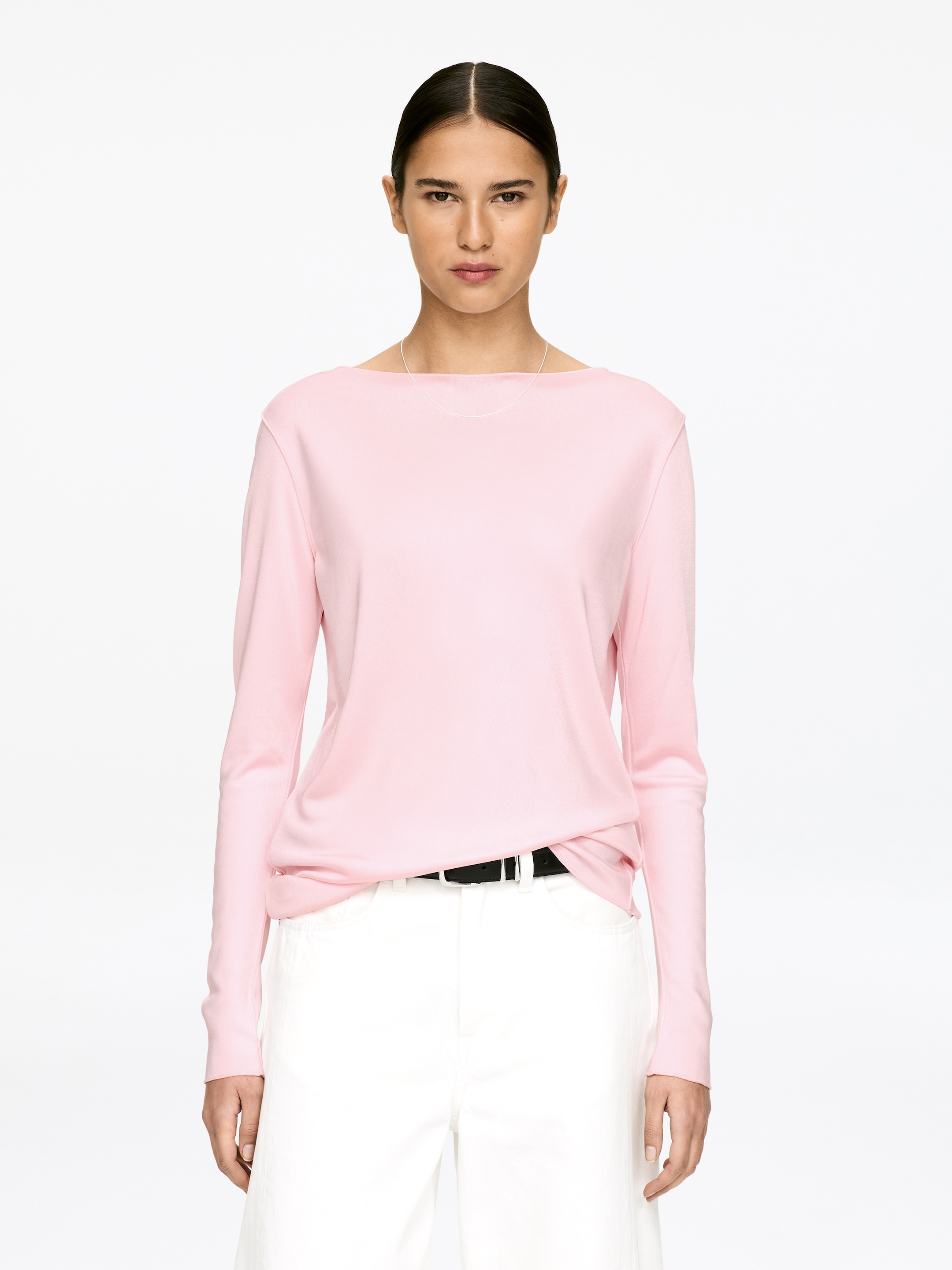 Größeres Bild ansehen: Satinoberteil mit U-Boot-Ausschnitt - Rosa - Ladies | H&M DE 1