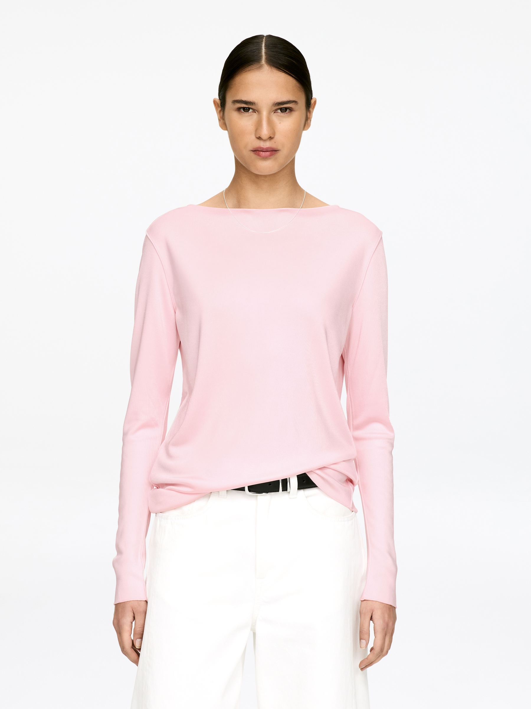 Satin Boat-Neck Top-#EED4DF-17344