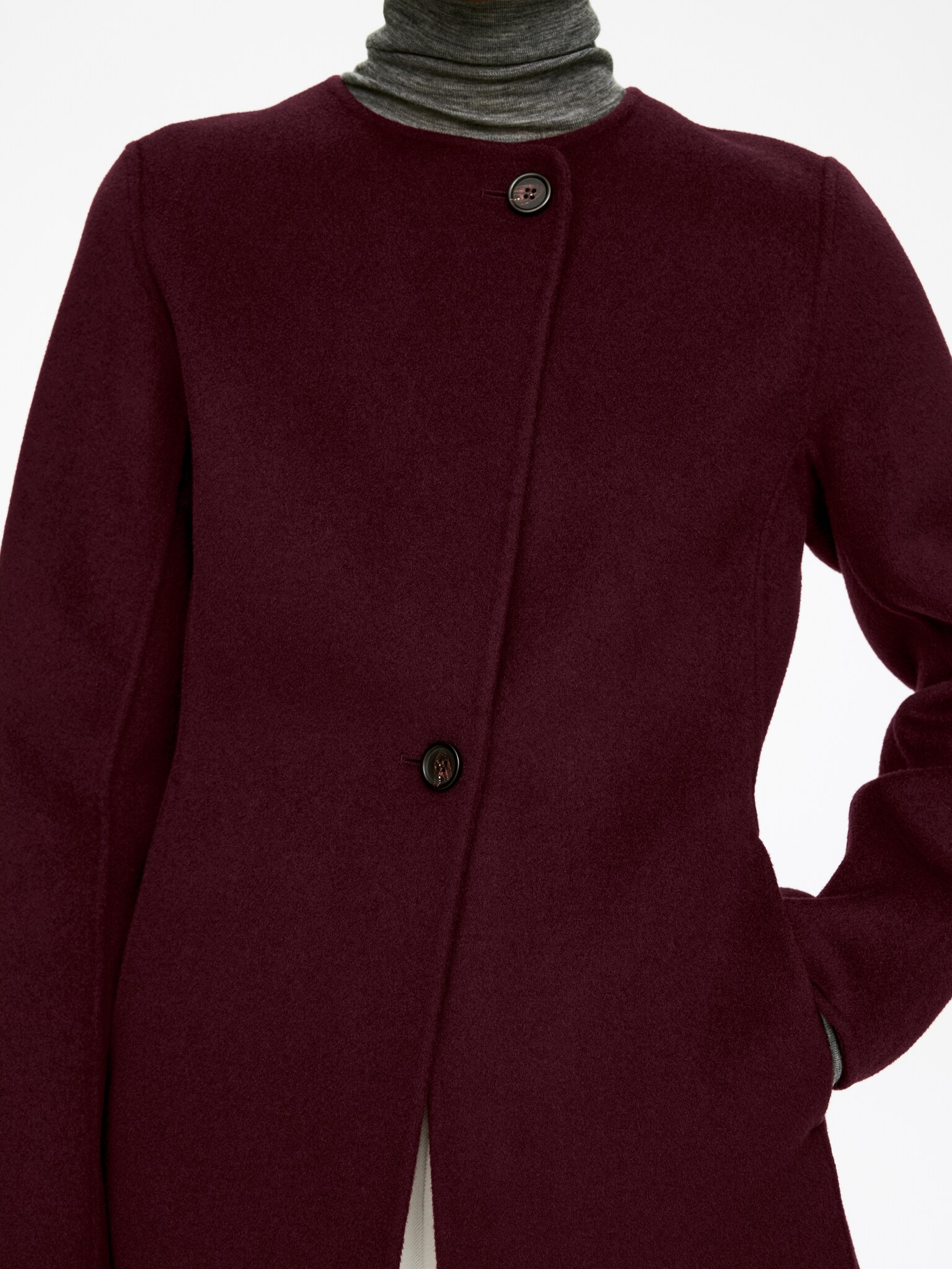 Blazer en laine doublée mélangée - Bordeaux/Noir - 5
