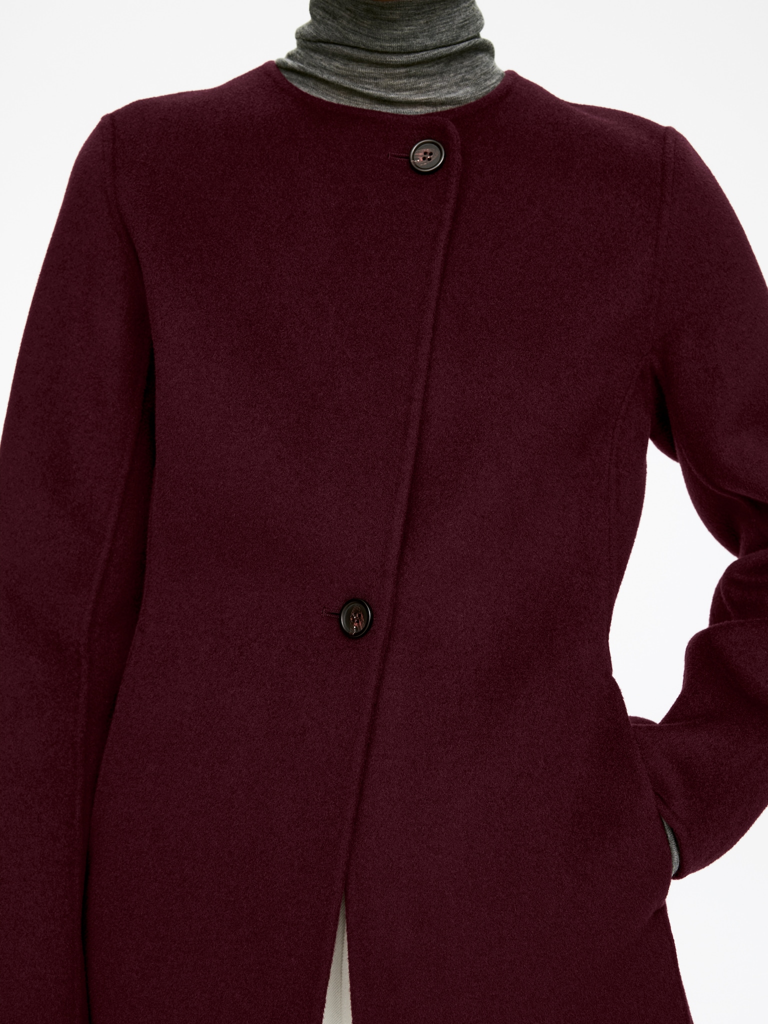 Blazer en laine doublée mélangée - Bordeaux/Noir - 5