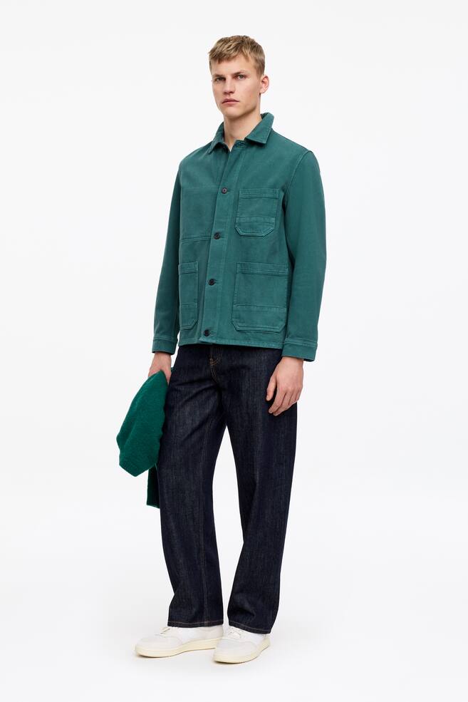 Überhemd aus überfärbtem Twill-Grün - 5