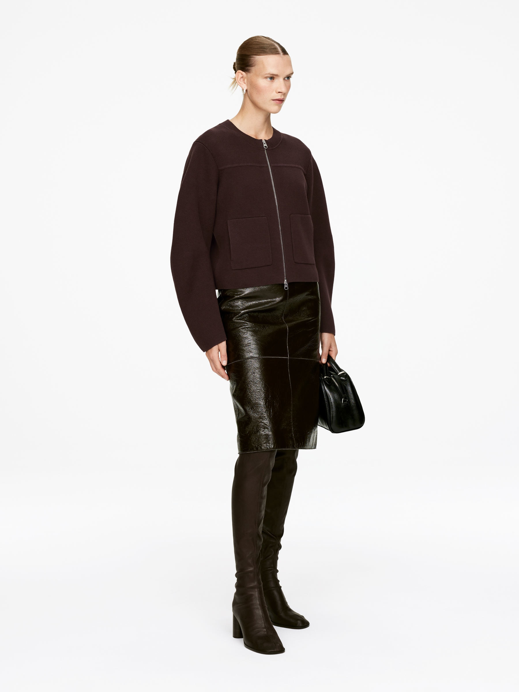 Chaqueta de algodón - Marrón oscuro - Corte holgado - Women - StillMedia/Lookbook - 5