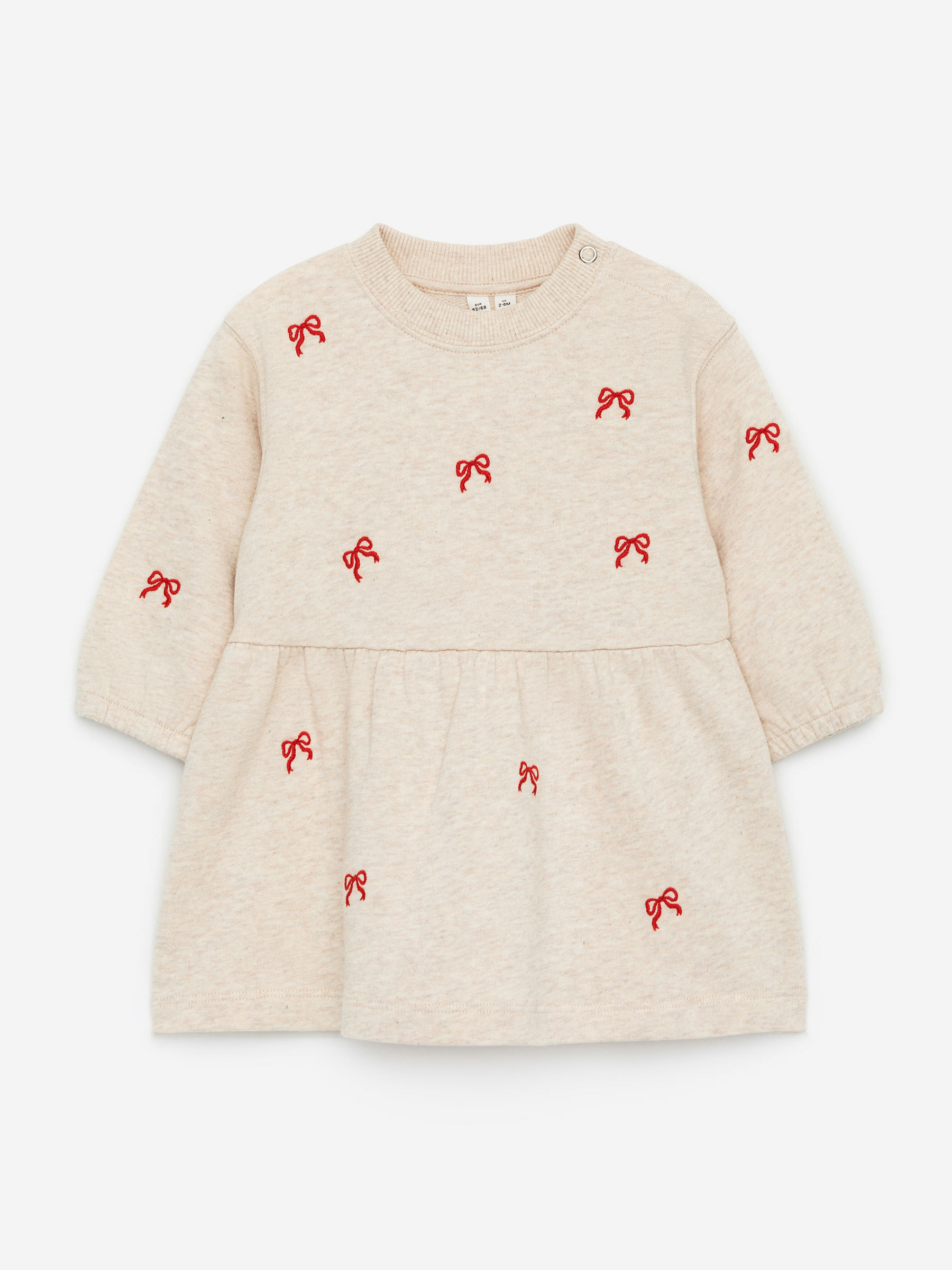 Besticktes Jerseykleid - Beige/Schleifen in Rot - Relaxed Fit - Kinder - StillMedia/DescriptiveStillLife - 3