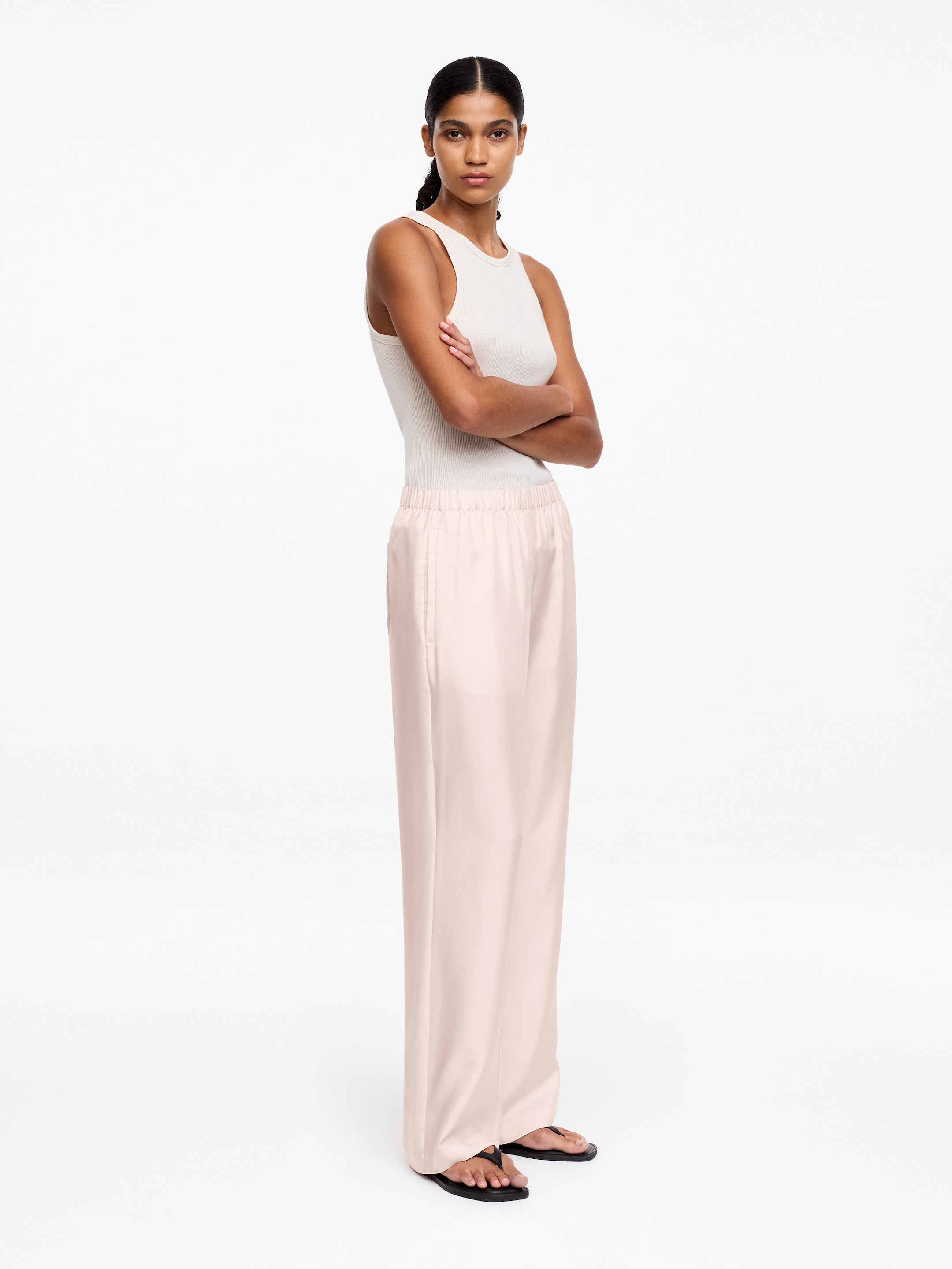 Pantaloni in twill di seta - Beige chiaro - Regular fit - Women - StillMedia/Lookbook - 4
